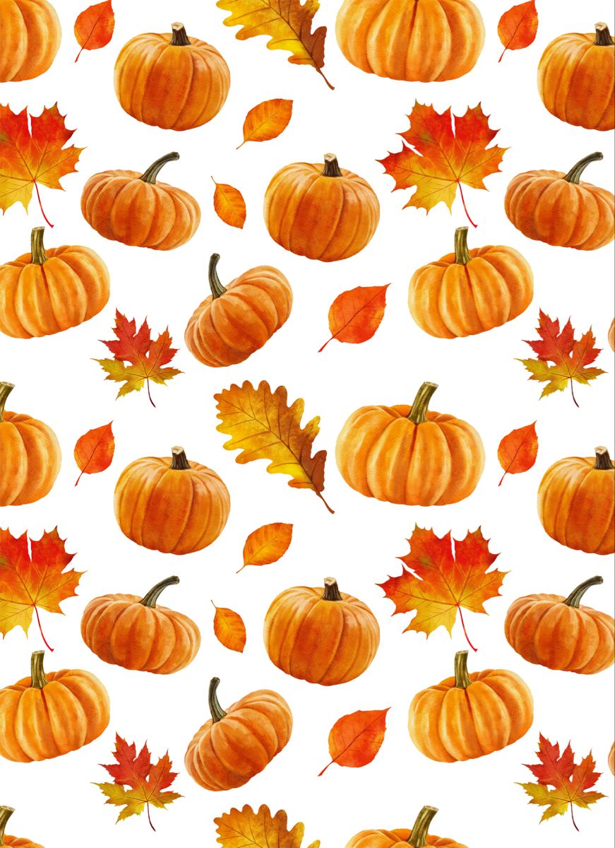 Autumn digital paper, Fall Watercolor forest woodland red and orange leaves, floral, pumpkin digital paper pack 12''x12'' JPG files DIY. Pumpkin wallpaper, Fall watercolor, Cute fall wallpaper