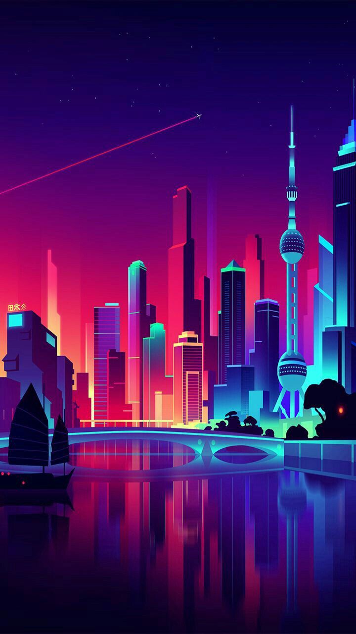 papel de parede. City wallpaper, Neon, City illustration