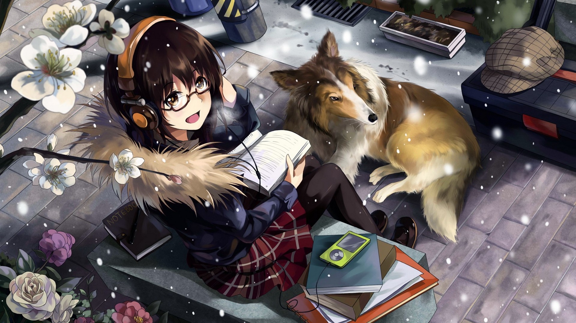 Wallpaper Anime Girl And Dog
