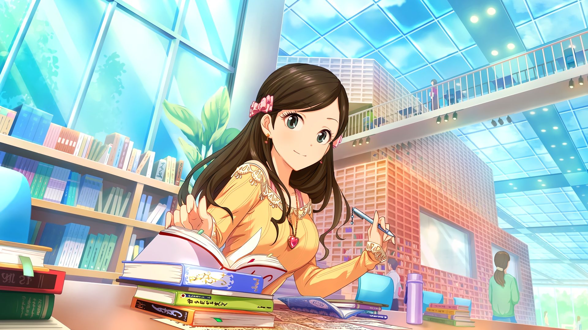 Desktop Wallpaper Cute Misaki Etou, Anime Girl, Reading, HD Image, Picture, Background, U5j84v