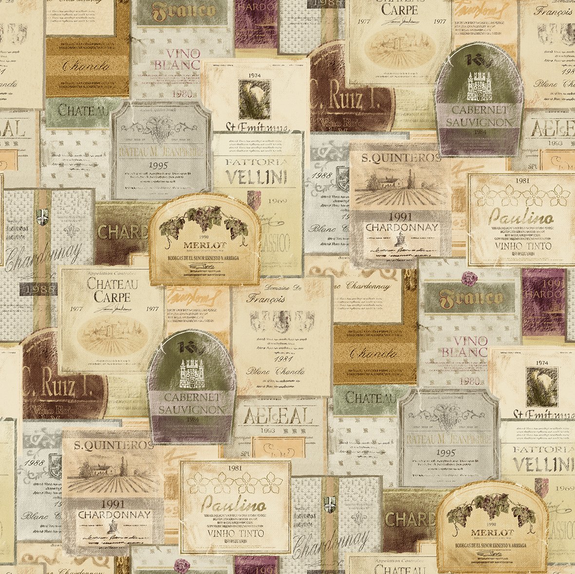 Buy HaokHome 3903 Vintage Old Wine Lables Newspaper Wallpaper Murals Khaki Brown Multi For Home Wall Kitchen Bathroom 20.8 X 33ft In Cheap Price On Alibaba.com