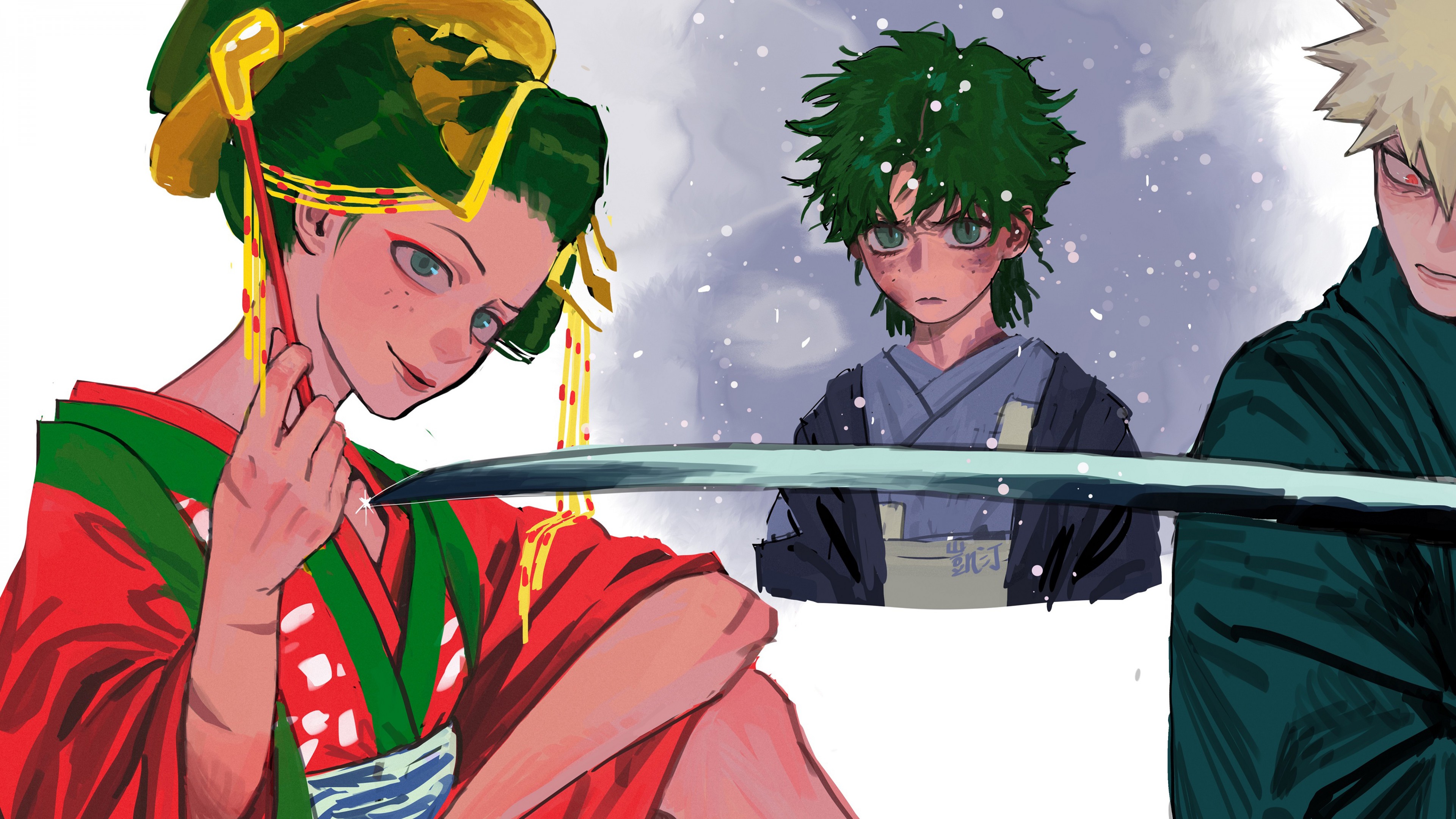 Izuku Midoriya Katana Katsuki Bakugou 4K 5K HD My Hero Academia Wallpaper