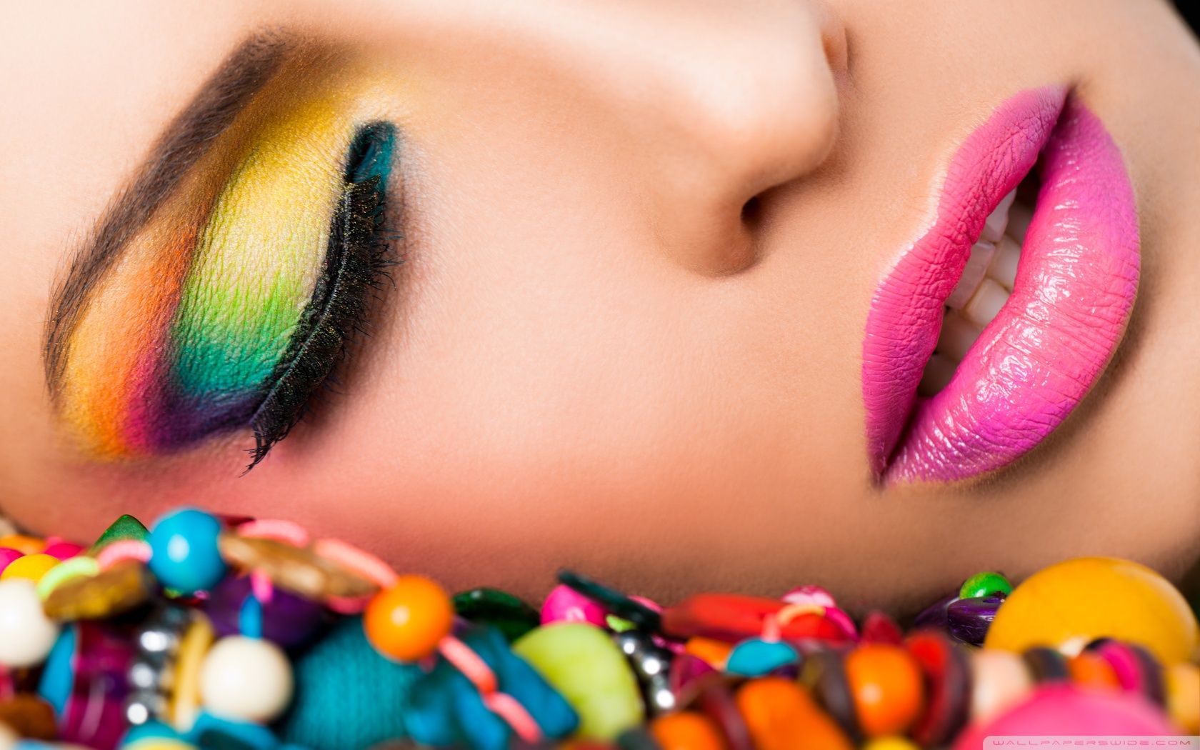 Random Wallpaper: Colorful Girl Wallpaper. Colorful makeup, Eye makeup, Makeup wallpaper