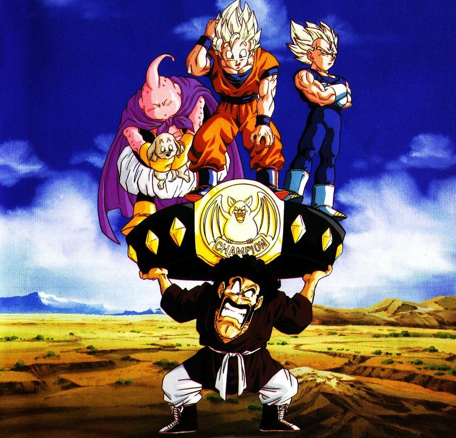 Majin Boo, Bee, Goku, Vegeta and Mr. Satan. Dragon ball art, Anime dragon ball super, Anime dragon ball