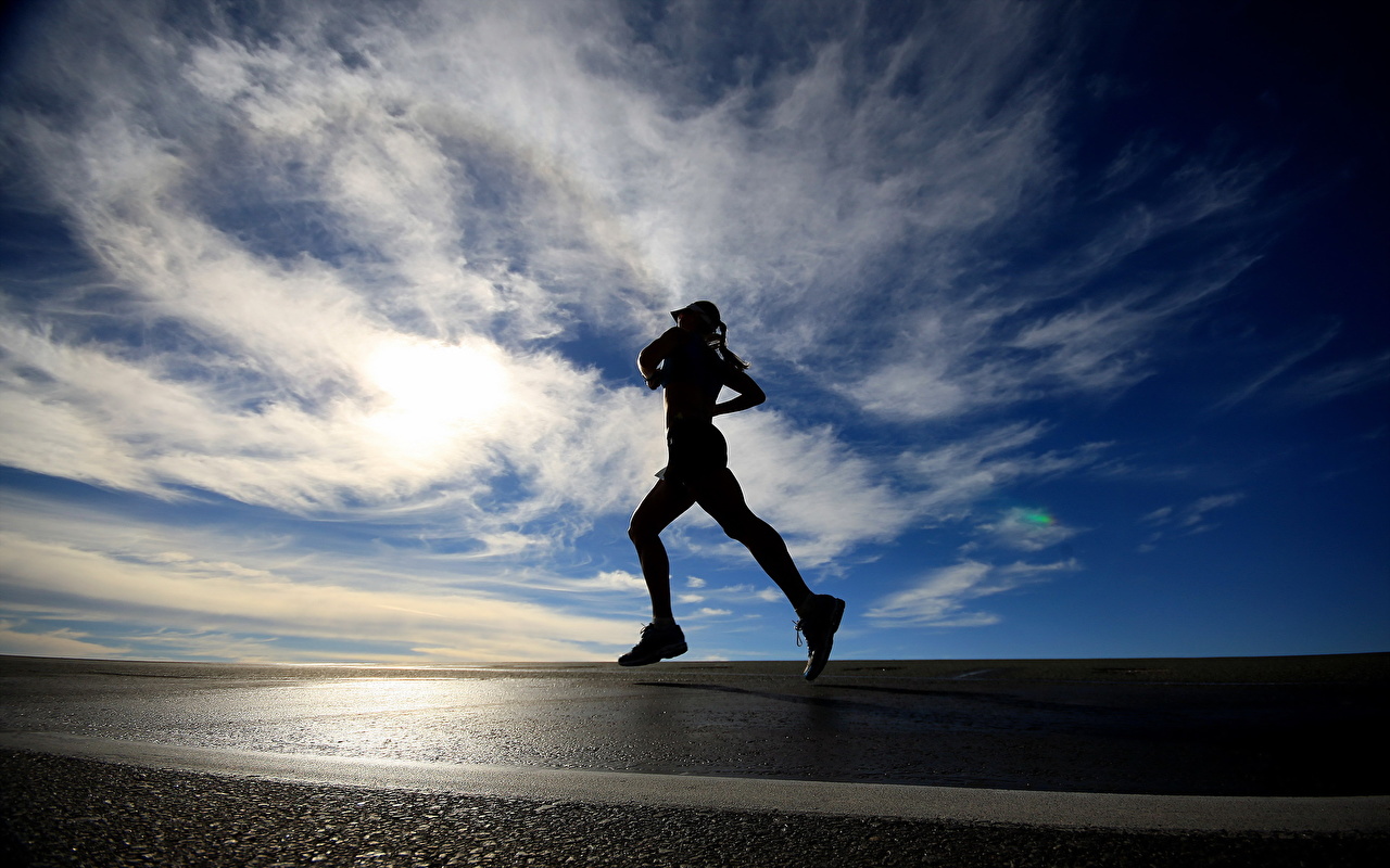Wallpaper Running silhouettes Girls