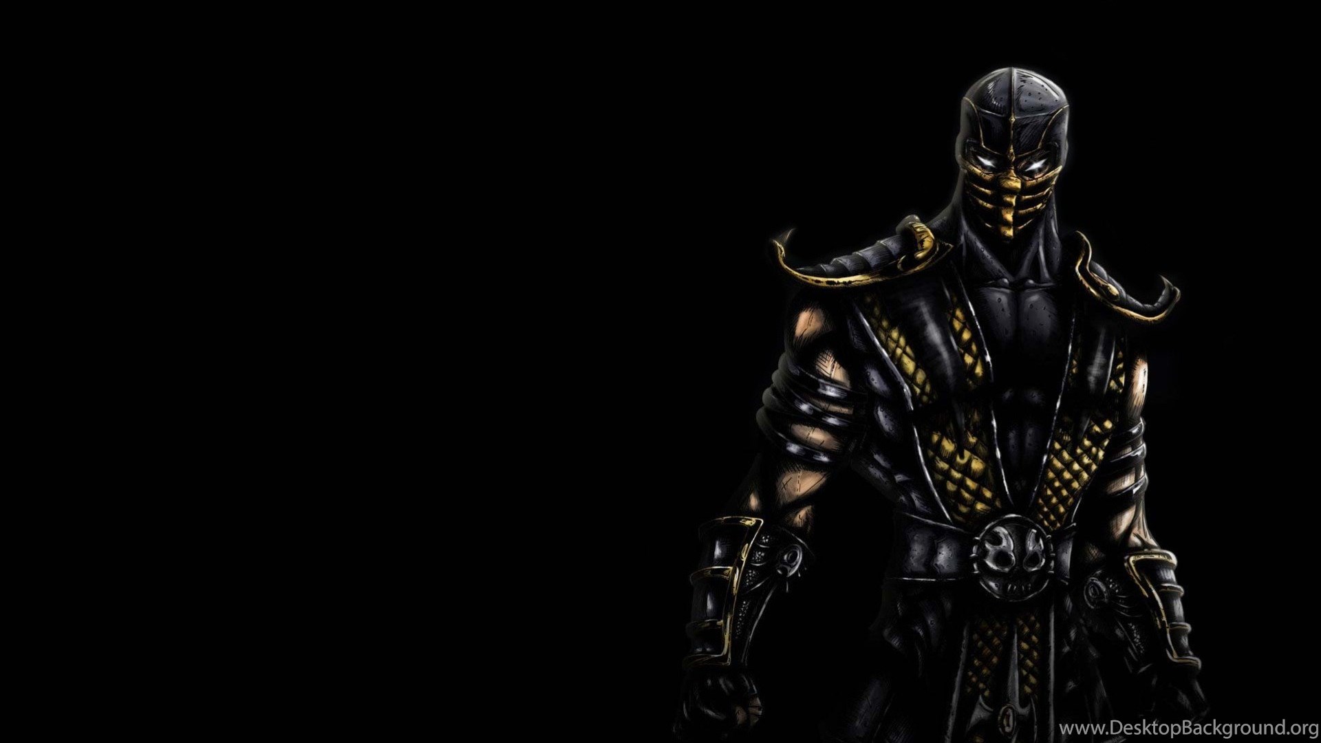Dark Background Ninja Scorpion Mortal Kombat HD Wallpaper Desktop Background
