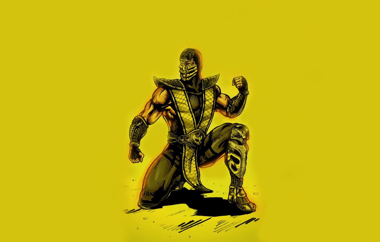 Wallpaper yellow, Scorpio, ninja, scorpion, mortal kombat, ninja image for desktop, section игры