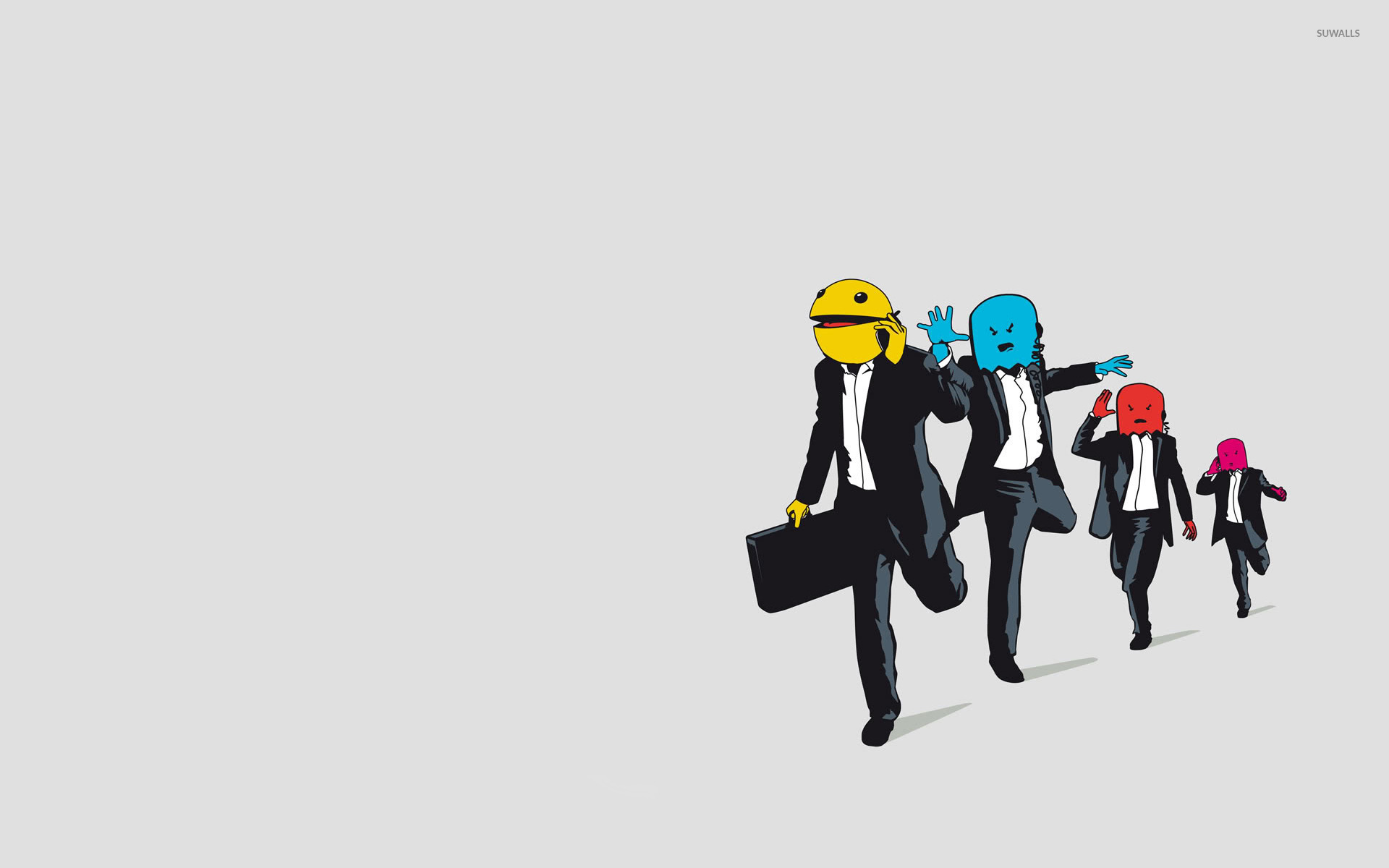 Business Pac Man Chased By Ghosts Wallpaper Wallpaper