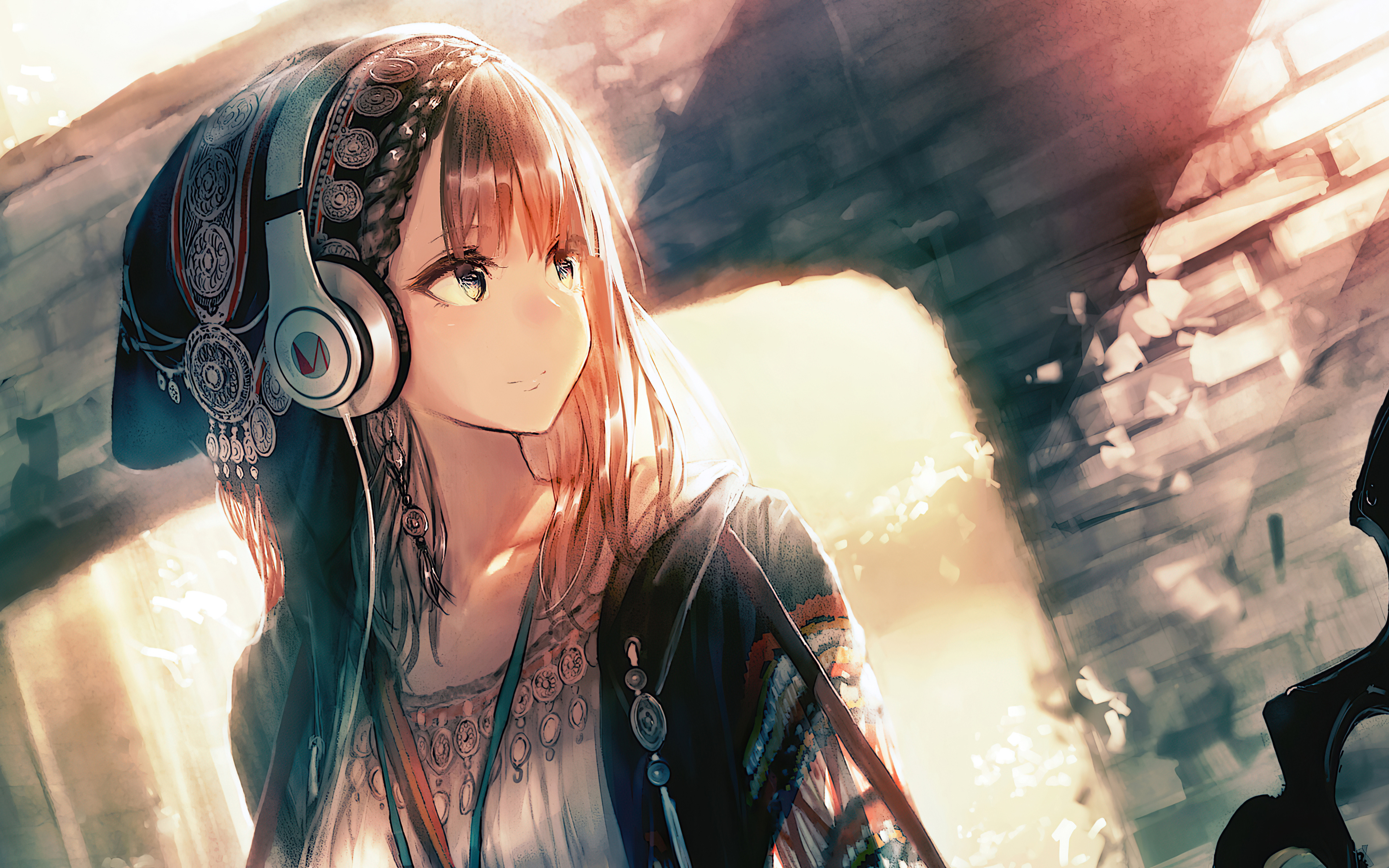Anime Girl Headphones Looking Away 4k 4k HD 4k Wallpaper, Image, Background, Photo and Picture