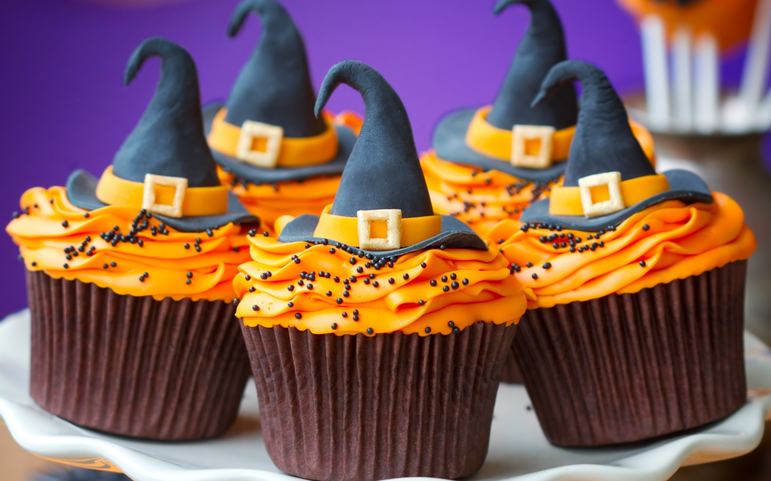 Wallpaper, Cream, Halloween, hats, food, cakes, decorations 2560x1600