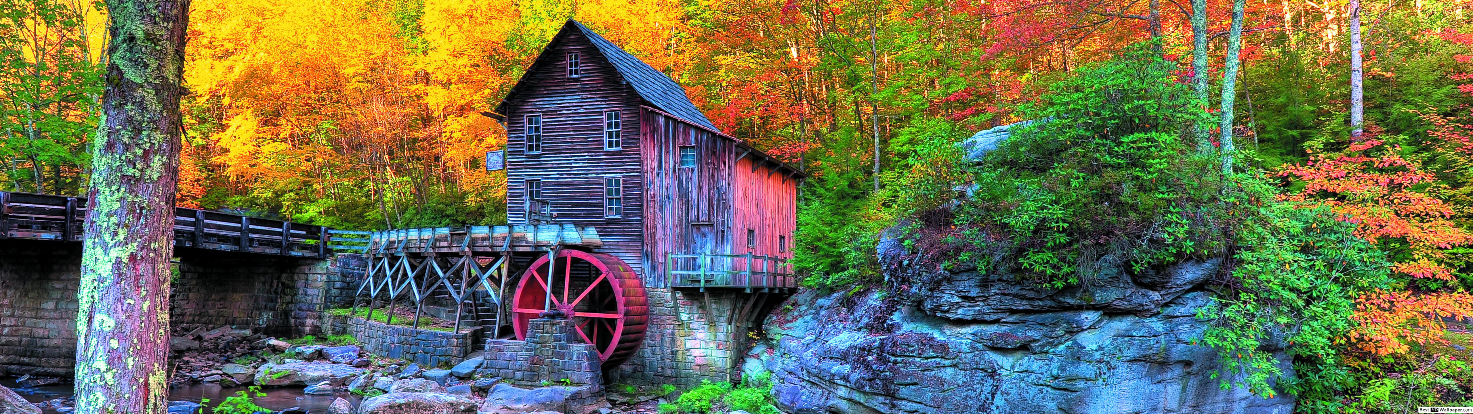 Grist Mill in Autumn HD wallpaper download