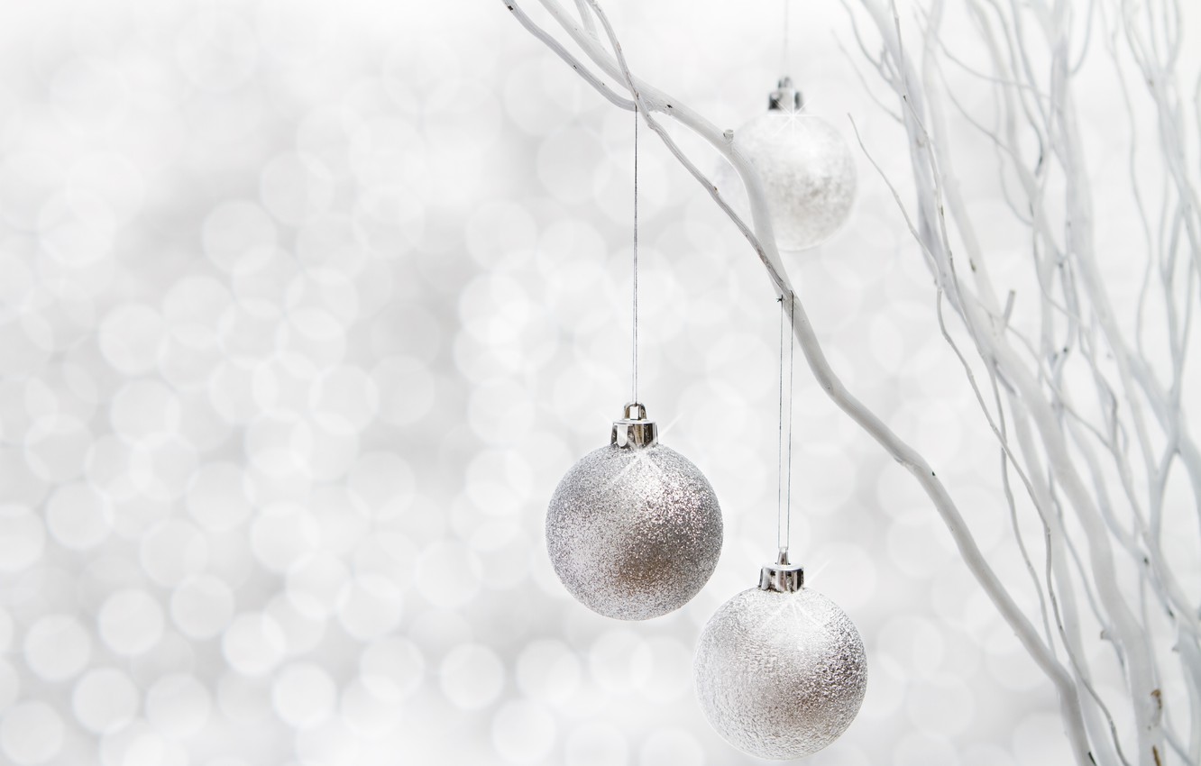 Wallpaper winter, balls, branches, toys, New Year, Christmas, decoration, the scenery, Christmas, holidays, New Year, silver, Christmas image for desktop, section новый год