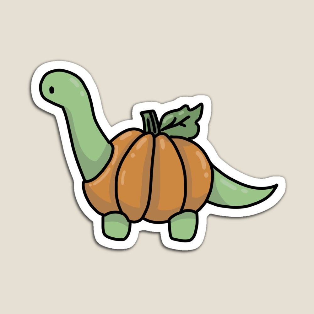 Halloween Brontosaurus Apatosaurus Dinosaur Wearing Pumpkin Jack O&; Lantern Magnet By Bassoongirl123. Dinosaur Stickers, Cute Laptop Stickers, Cute Stickers