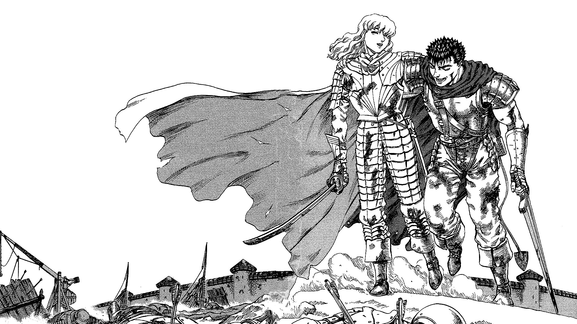 Berserk Griffith Guts Kentaro Miura Artwork Fantasy Art Wallpaper:1920x1080