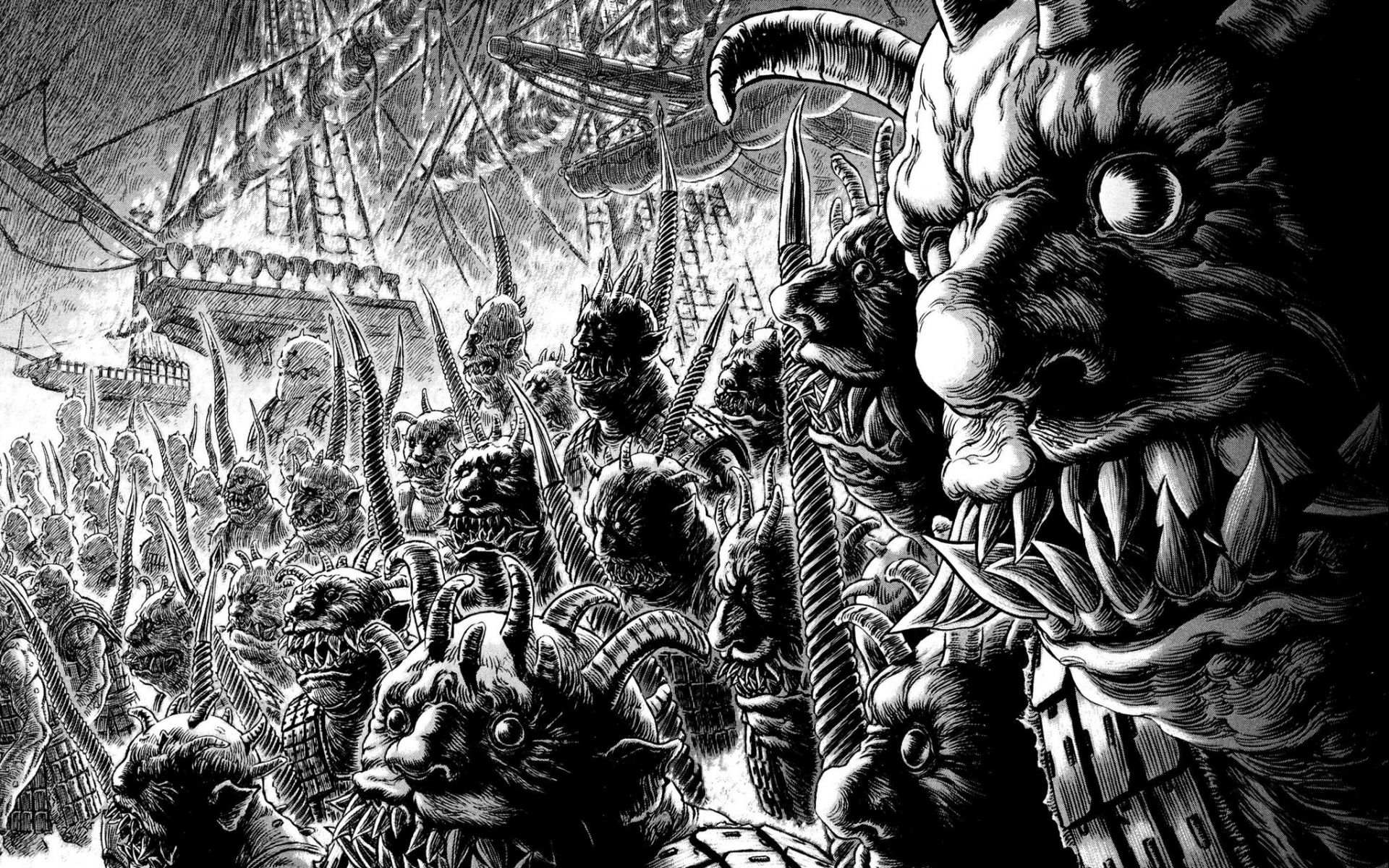 Berserk Miura. Berserk, Monster drawing, Demon beast invasion
