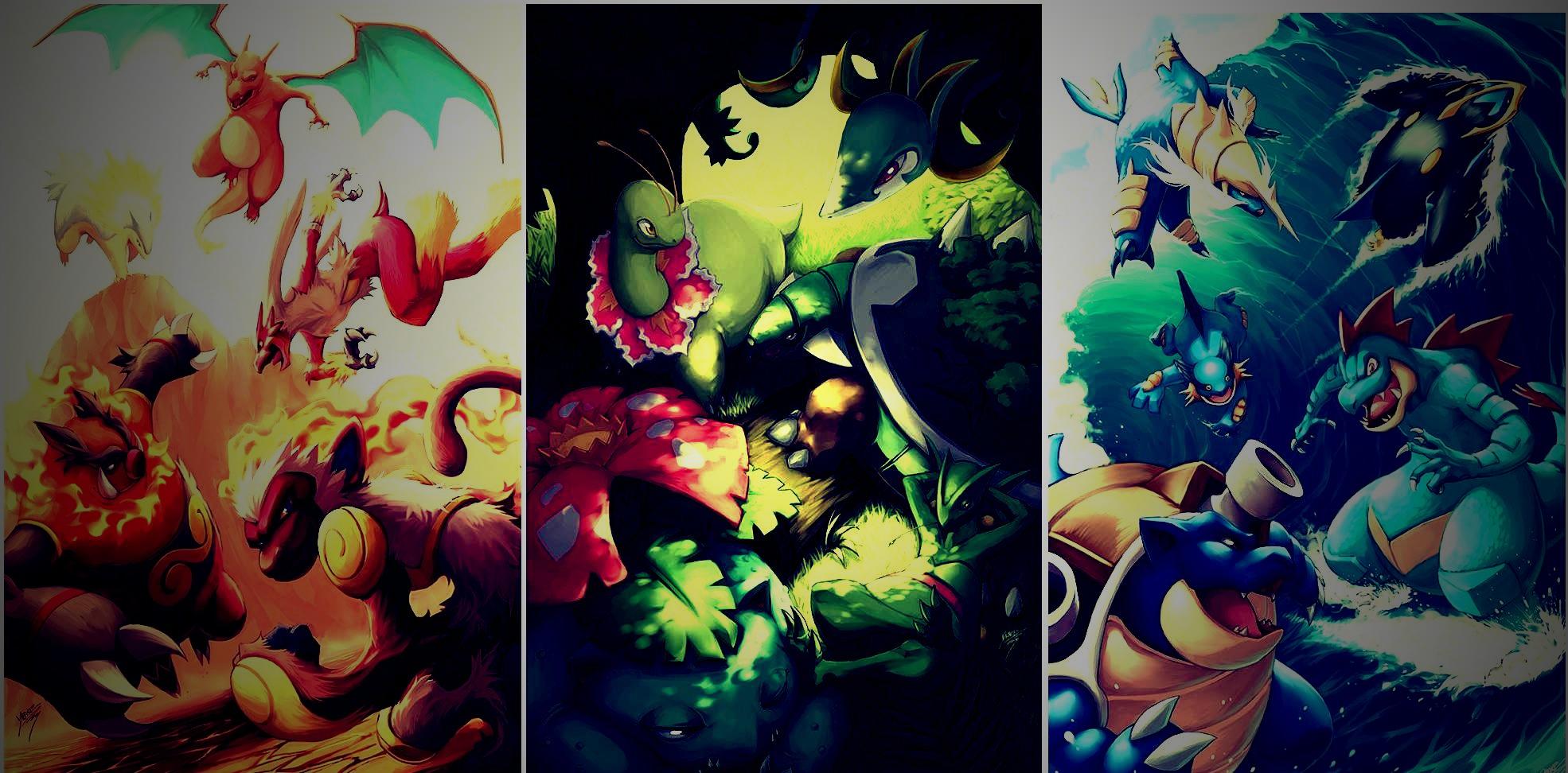 Lomo HD Wallpaper Pokemon Starters Final Evolutions HD Wallpaper
