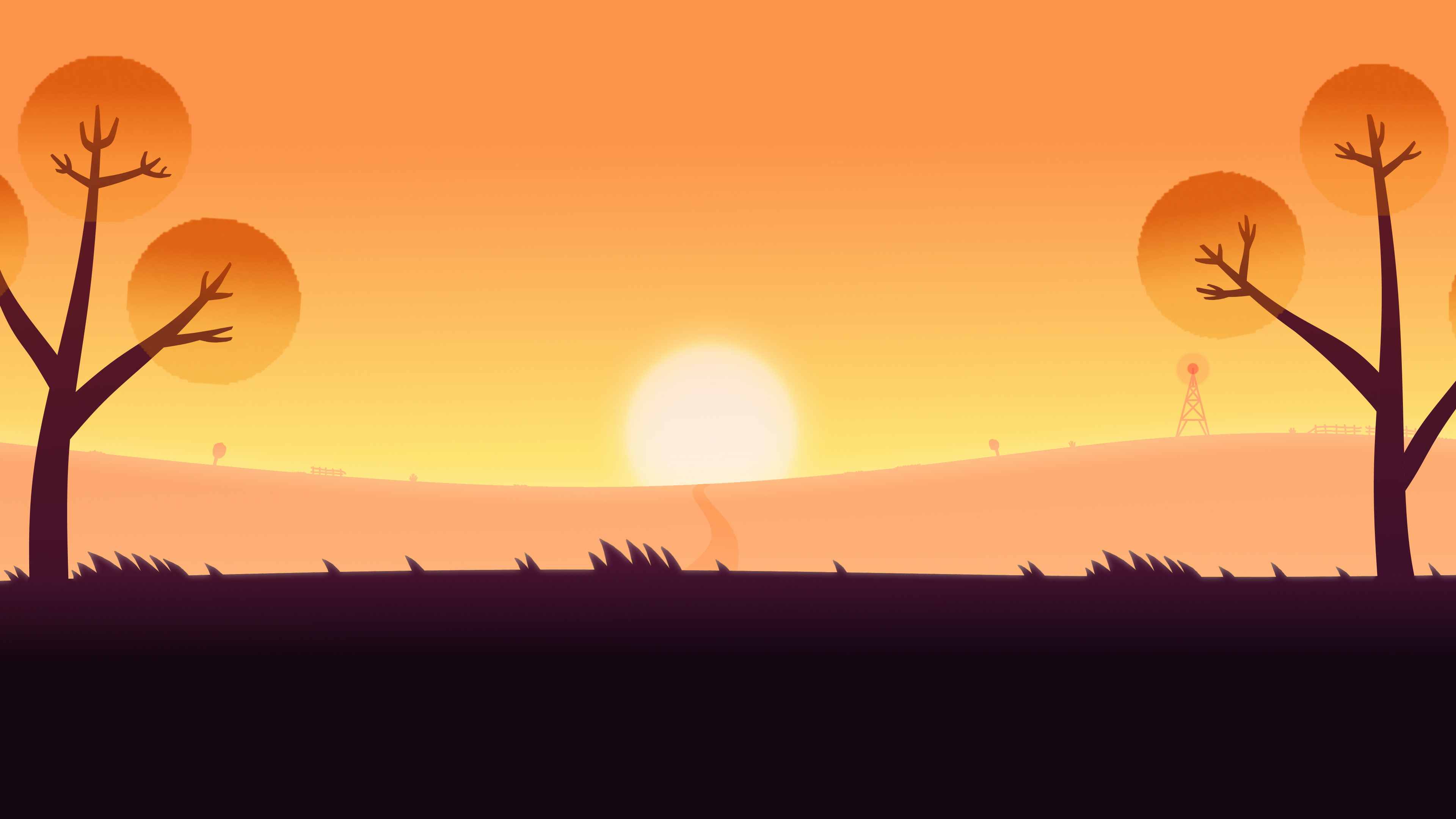 Fan Art Sunset in the Woods. NITW. Night in the wood, Fan art, Wallpaper