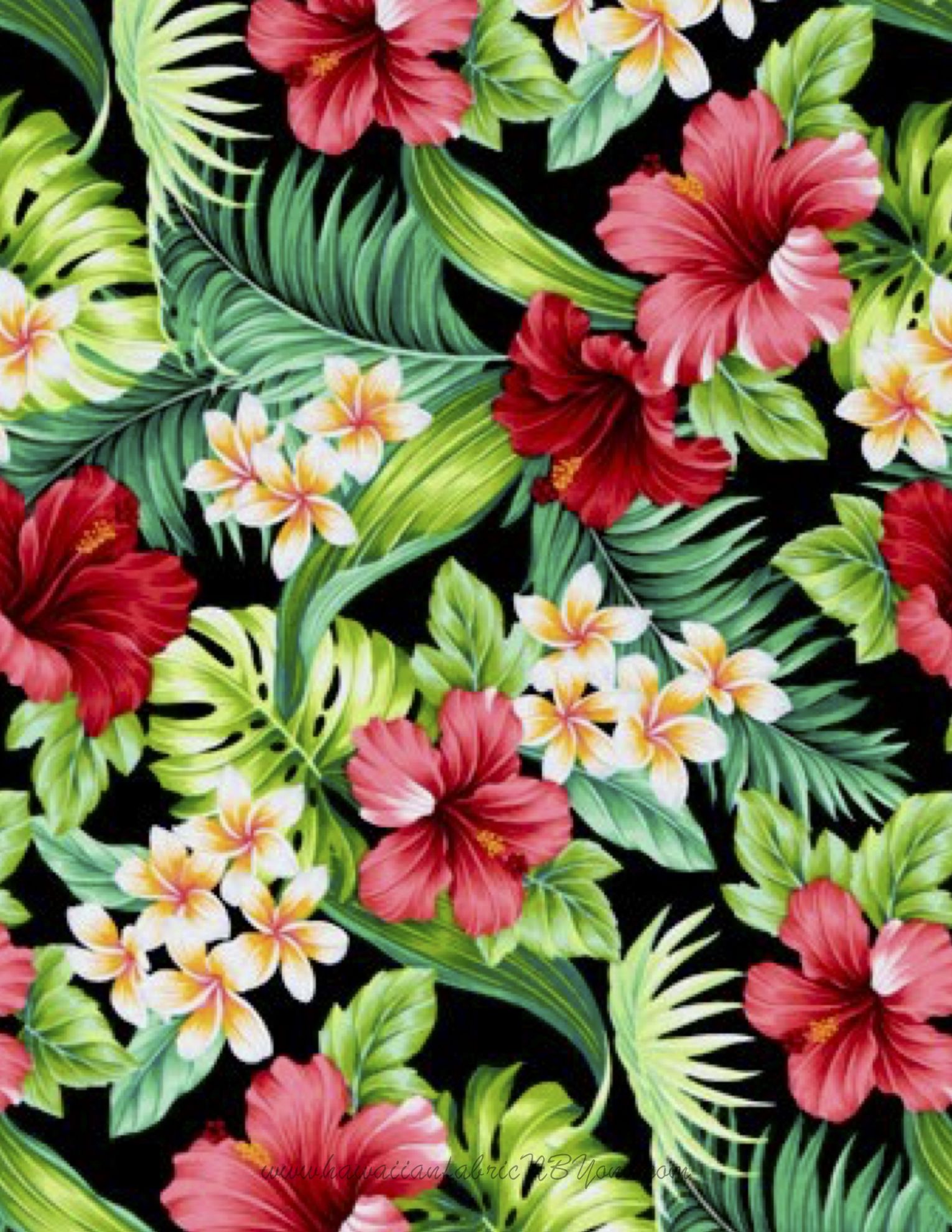 Bright tropical floral fabric #Hawaiian #floral #fabric #etsyshops #tropical #tissu #stoff. Tropical art, Tropical wallpaper, Wave art painting