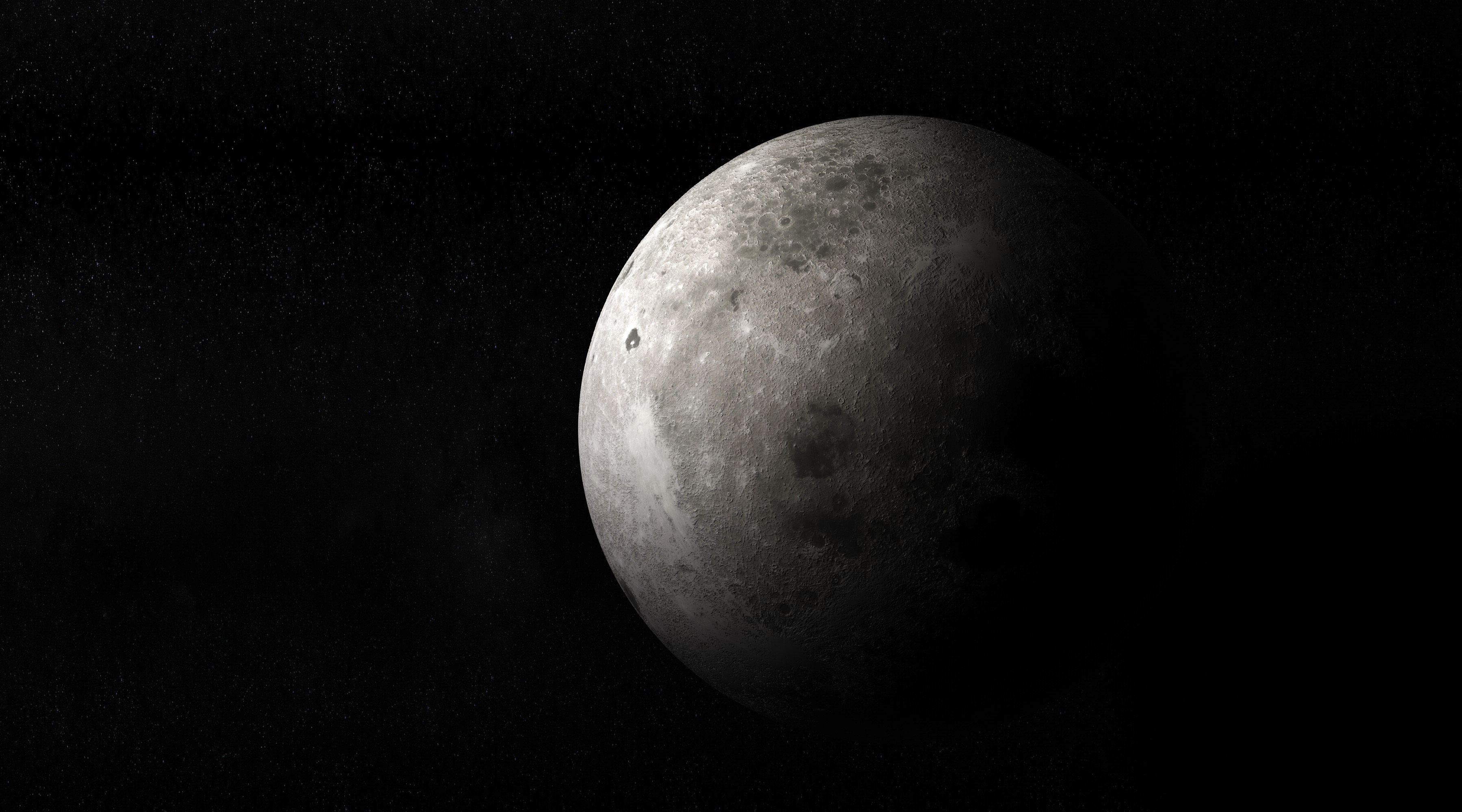 Moon Wallpaper 4K, Black background, Space, Planet, Full moon, Space