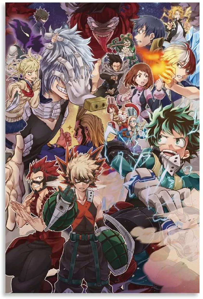 ZHONGLONG Anime My Hero Academia Heroes and Villains Poster Decoration Painting Modern Print Canvas Painting Room Decoration Painting 24×36inch(60×90cm): Posters & Prints