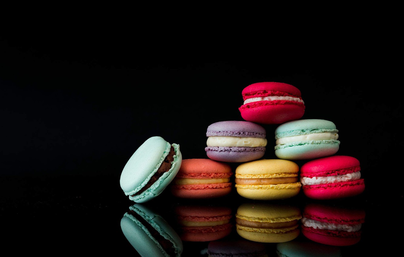 Wallpaper colorful, cookies, dessert, macarons, baking image for desktop, section еда