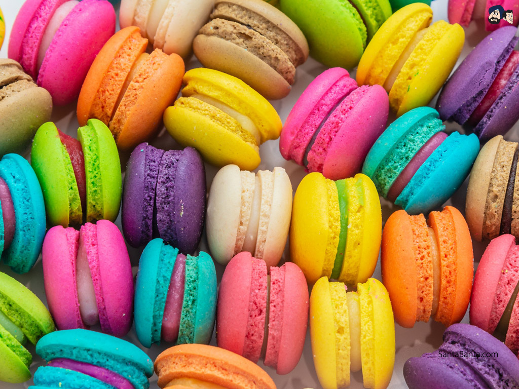 A collection of colorful, round macaroons perfect french delicacy