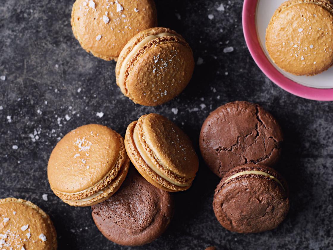 Macaroon cookies with salted caramel filling. Sainsbury`s Magazine