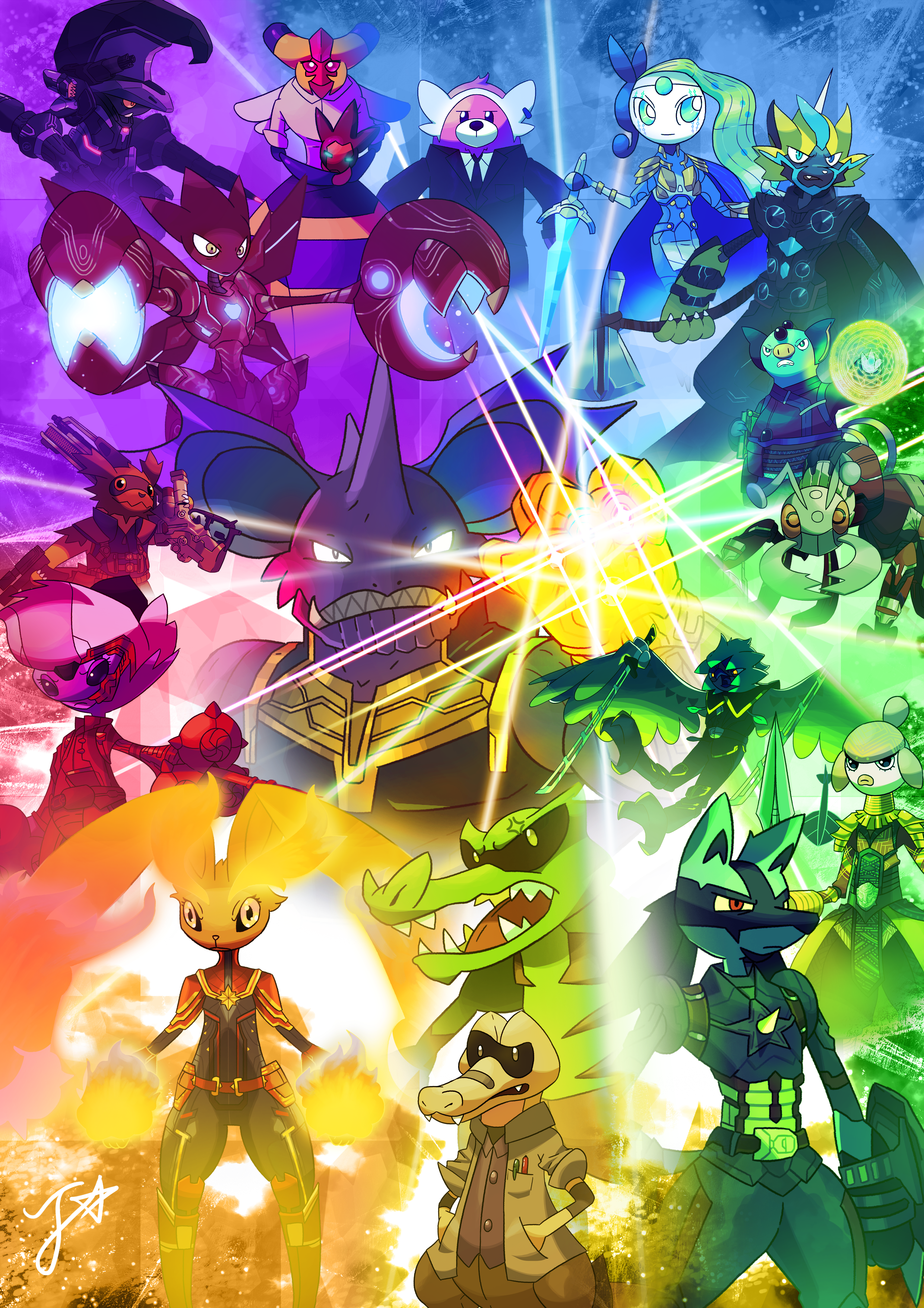 Ya'll want a poster of my Pokemon and Marvel Crossover arts?: pokemon