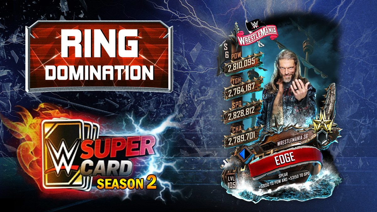 WWE SuperCard week's event is a Ring Domination featuring Edge. Vintage cards not required
