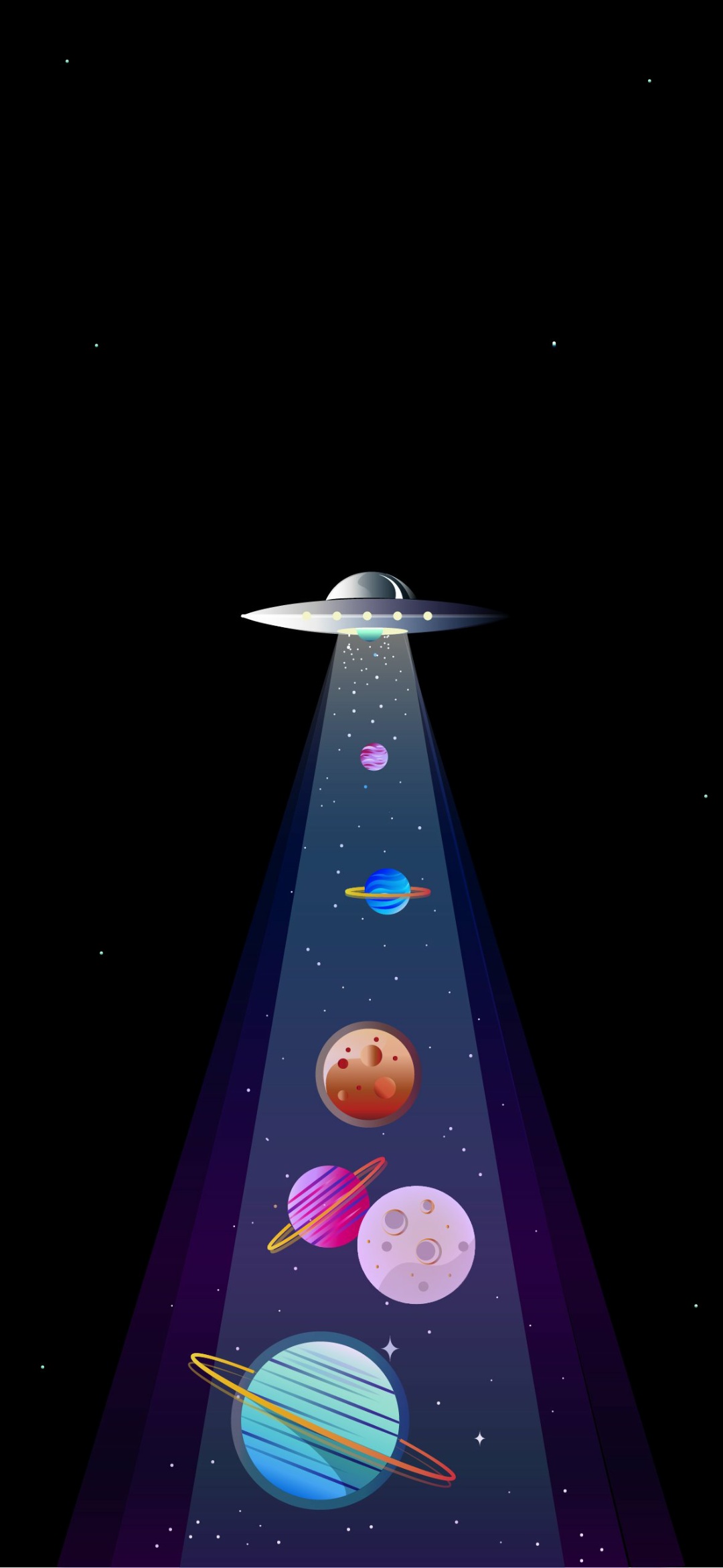 UFO Planets OLED Screen Battery Saving Full HD Mobile Wallpaper