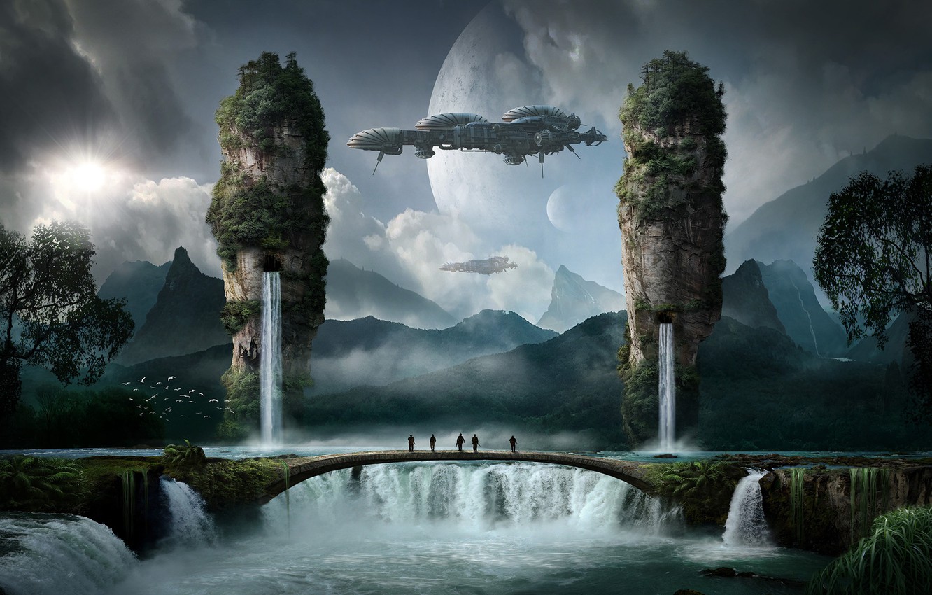 Wallpaper landscape, nature, waterfalls image for desktop, section фантастика