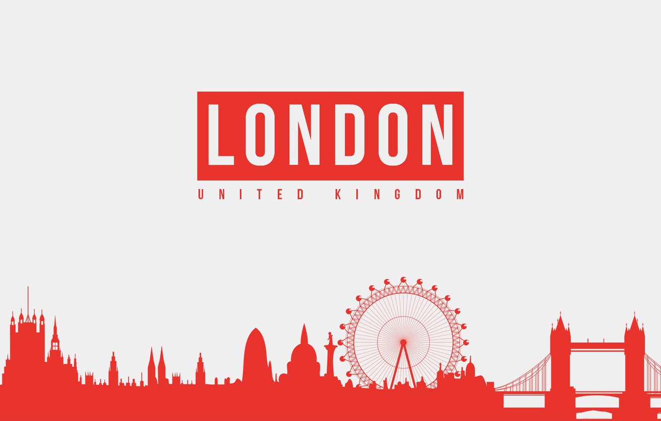 Wallpaper England, London, minimalism, vector image for desktop, section город
