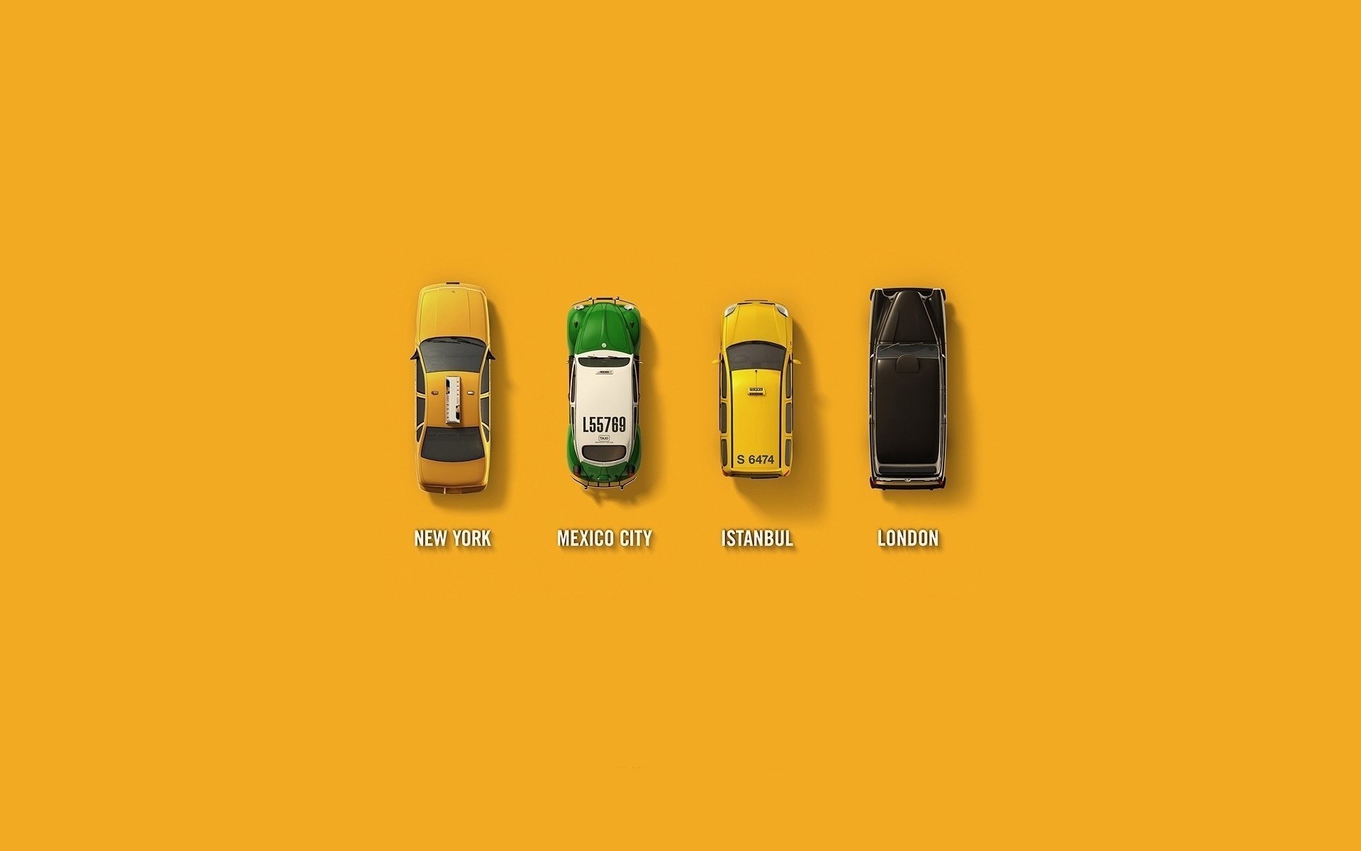 yellow minimalism countries taxi background machine different cars easy HD wallpaper