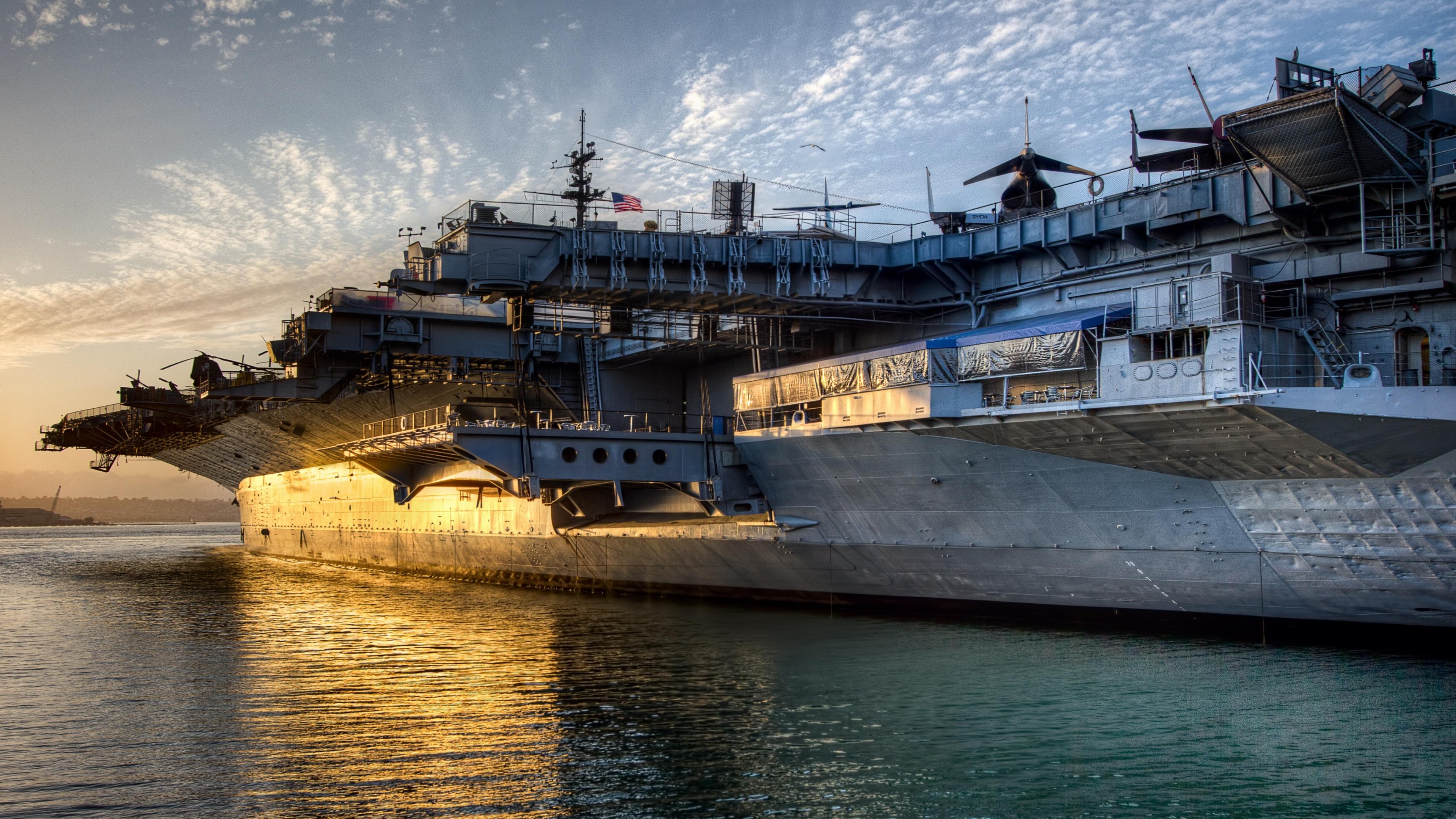Wallpaper aircraft carrier, warship, U.S. Navy, sunset, sea, sky, Military