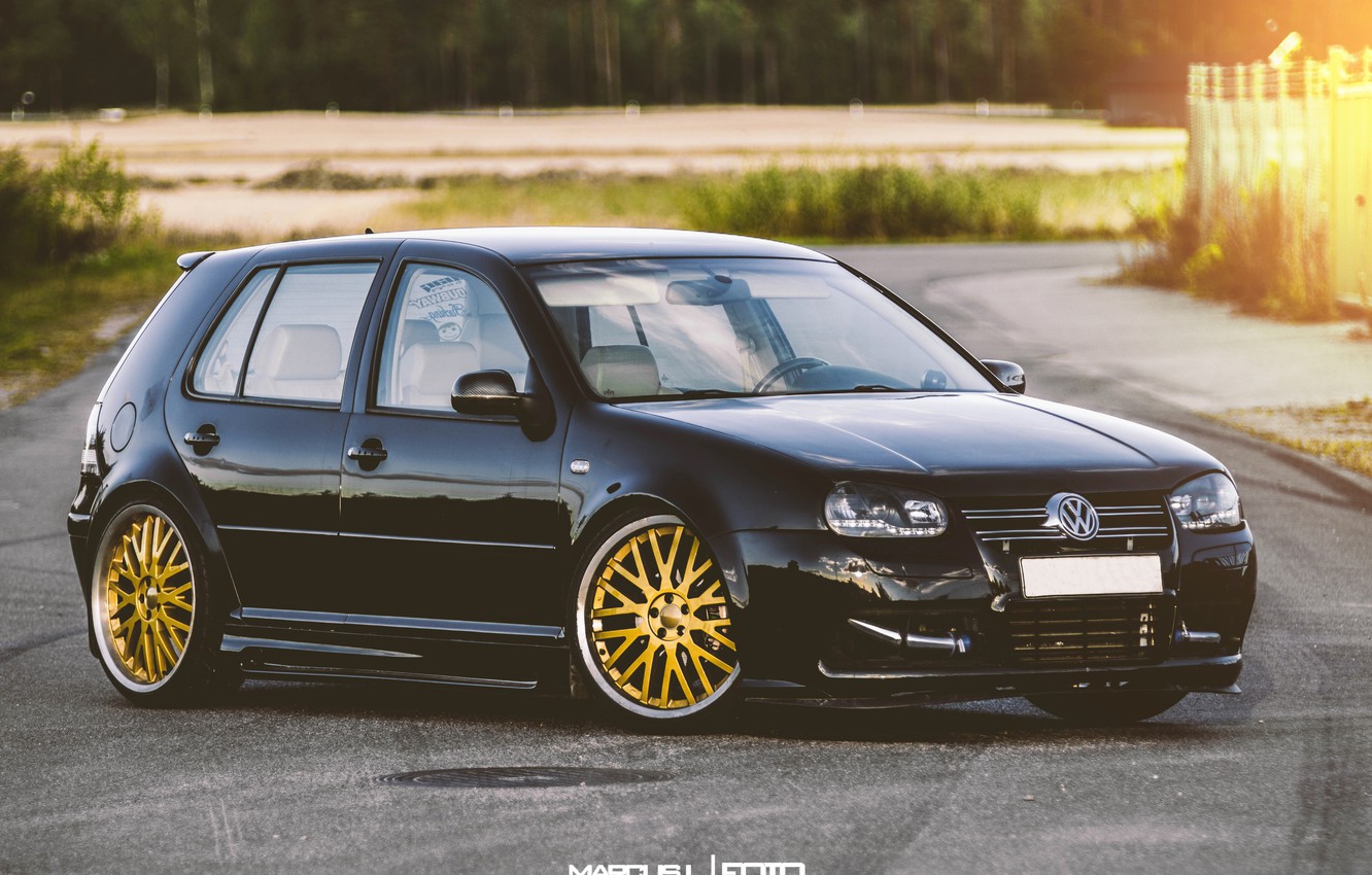 Wallpaper Volkswagen, gold, Golf, GTI, stance, Mk IV image for desktop, section volkswagen