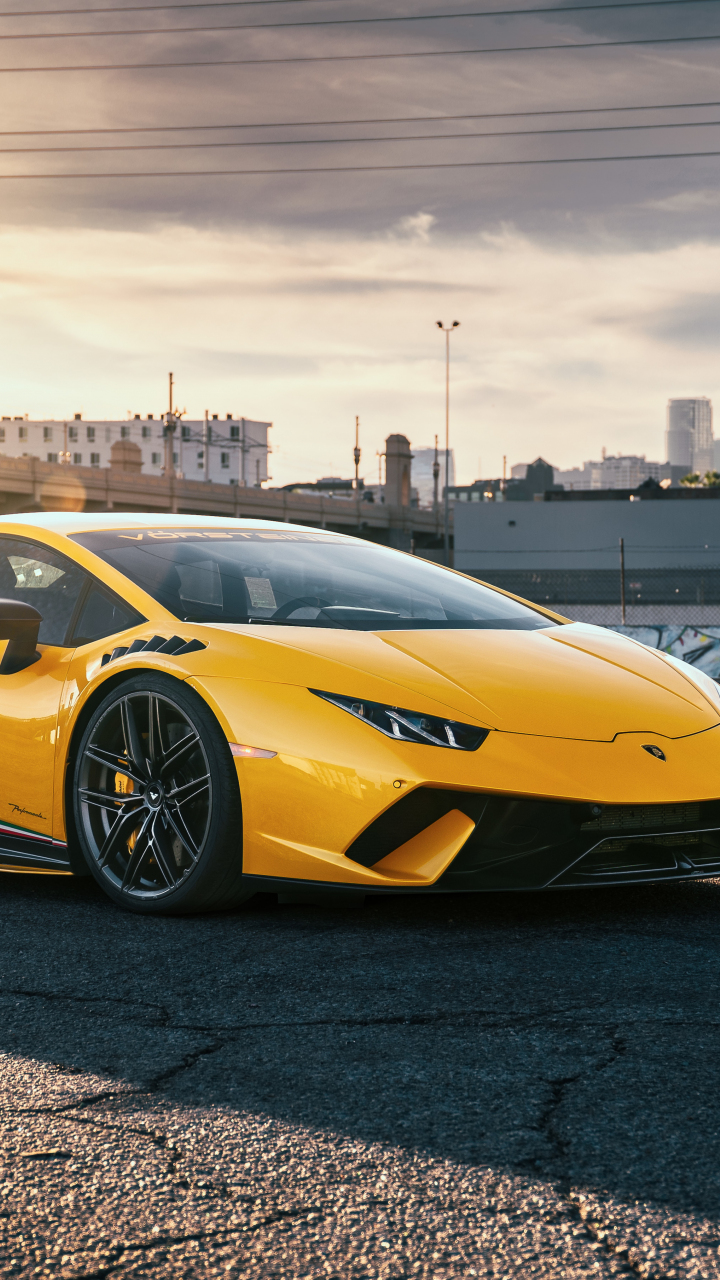 Download 720x1280 wallpaper lamborghini huracan, yellow, sports car, samsung galaxy mini s3, s5, neo, alpha, sony xperia compact z1, z2, z3, asus zenfone, 720x1280 HD image, background, 21628