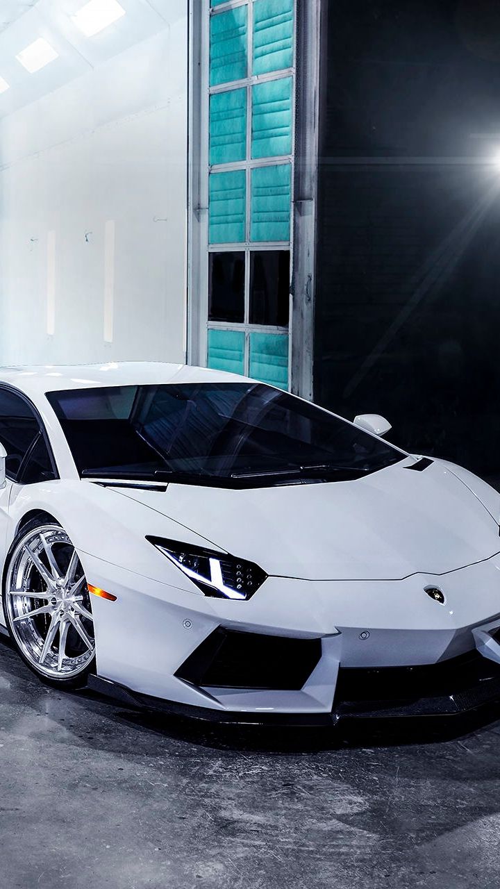 Download wallpaper 720x1280 lamborghini, aventador, white, front view samsung galaxy mini s3, s5, neo, alpha, sony xperia compact z1, z2, z3, asus zenfone HD background