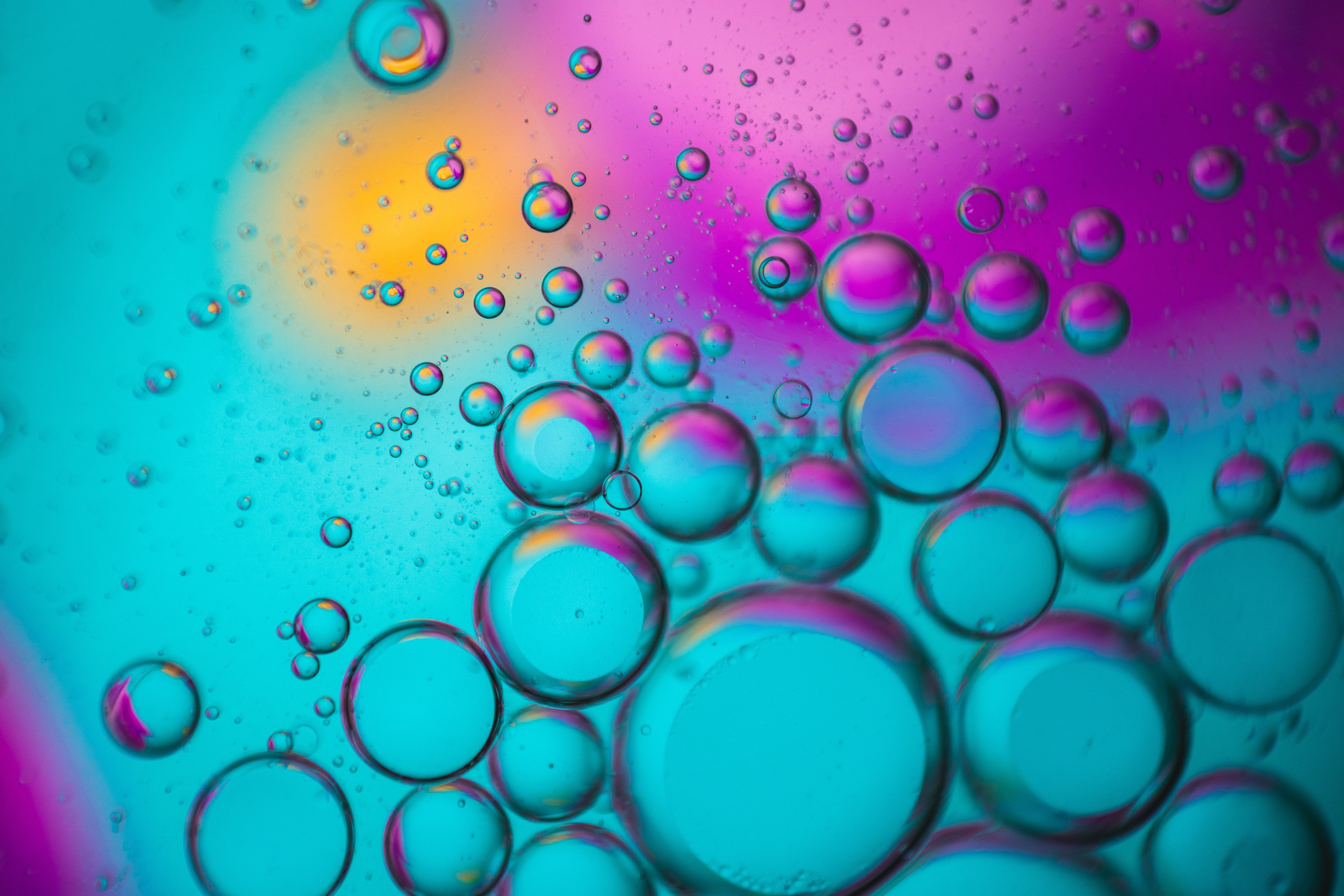 Bubbles Wallpaper 4K, Spectrum, Colorful, Teal, Turquoise, Pink, Abstract