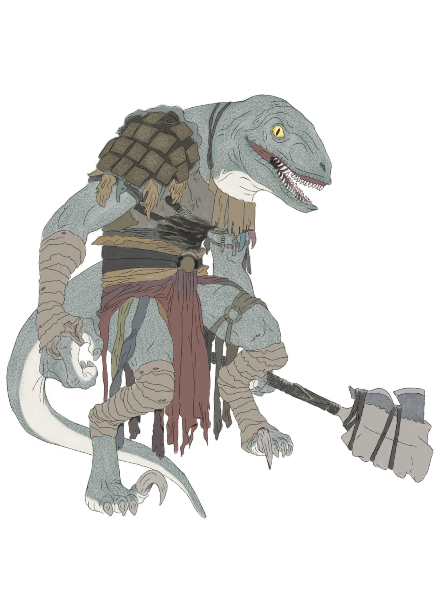 D&D Lizardfolk Barbarian