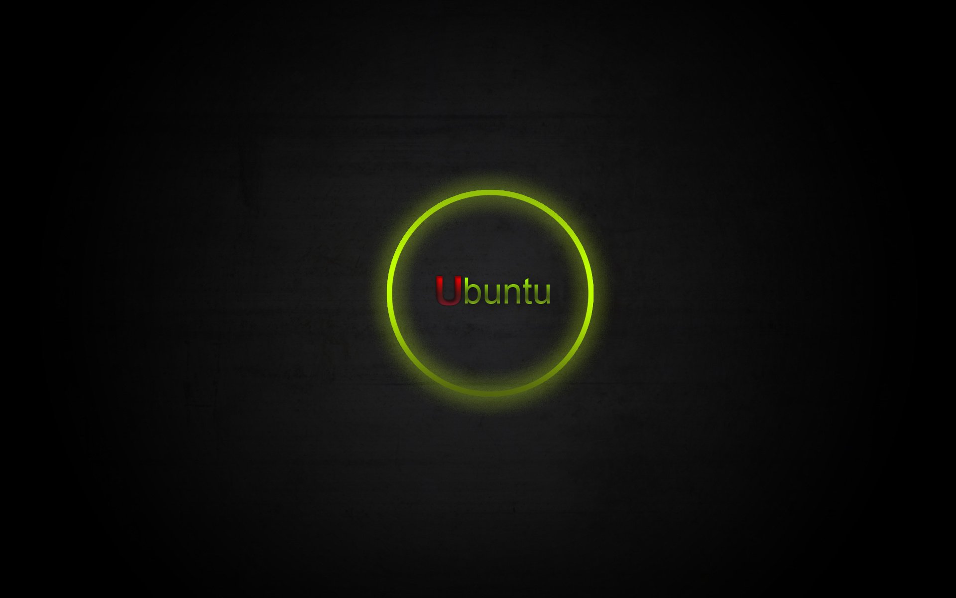 Ubuntu minimalism operating system emblem round logo green the inscription black background the dark background emblems logos HD wallpaper