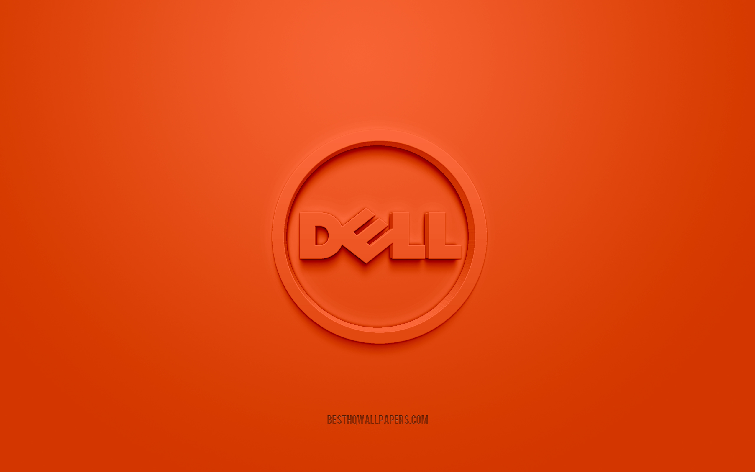 Download wallpaper Dell round logo, orange background, Dell 3D logo, 3D art, Dell, brands logo, Dell logo, orange 3D Dell logo for desktop with resolution 2560x1600. High Quality HD picture wallpaper