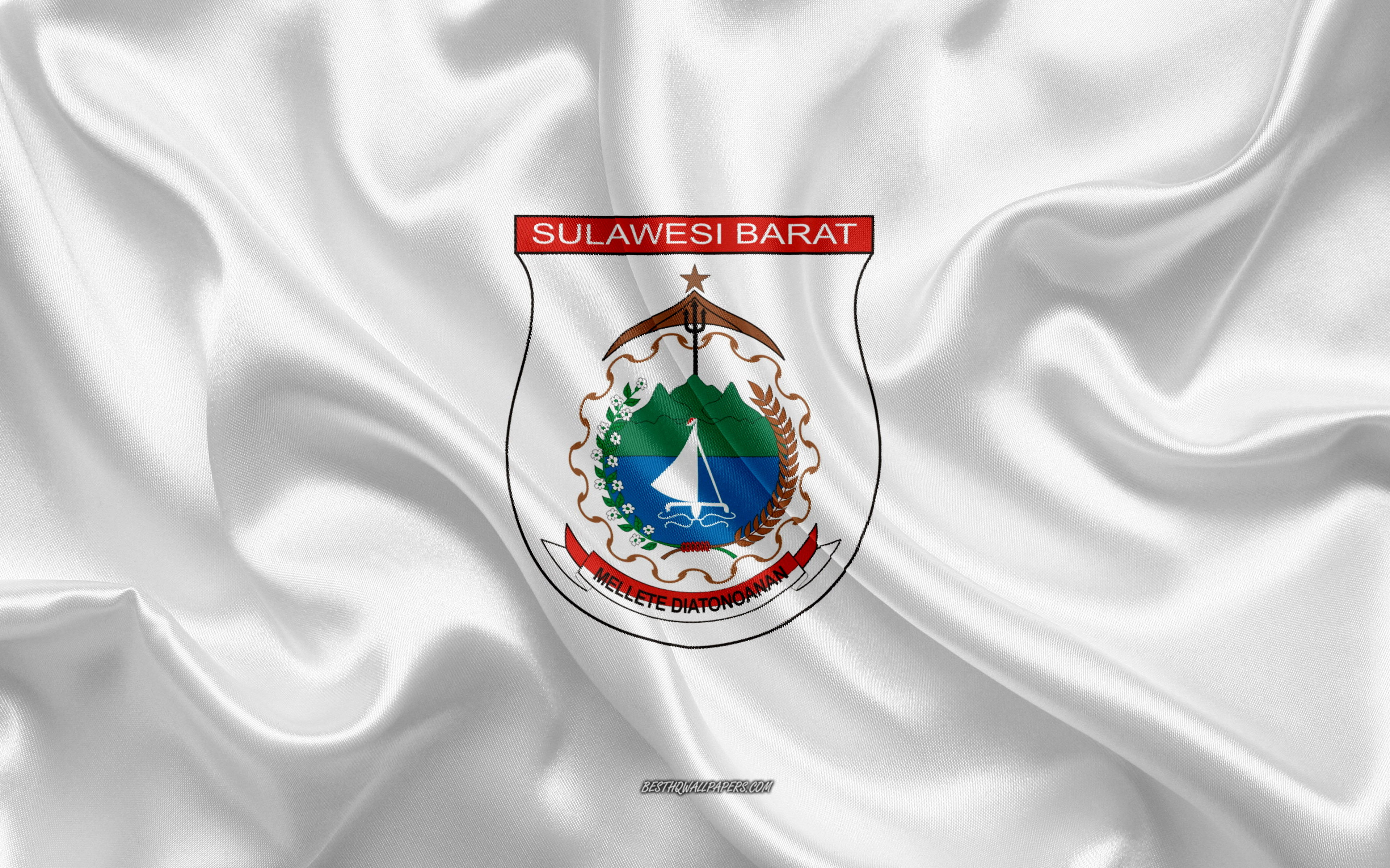 Download wallpaper Flag of West Sulawesi, 4k, silk flag, province of Indonesia, silk texture, West Sulawesi flag, Indonesia, West Sulawesi Province for desktop with resolution 3840x2400. High Quality HD picture wallpaper