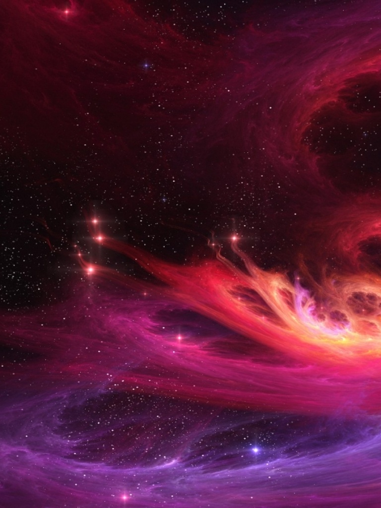 Pink & Purple Space & Stars iPad wallpaper
