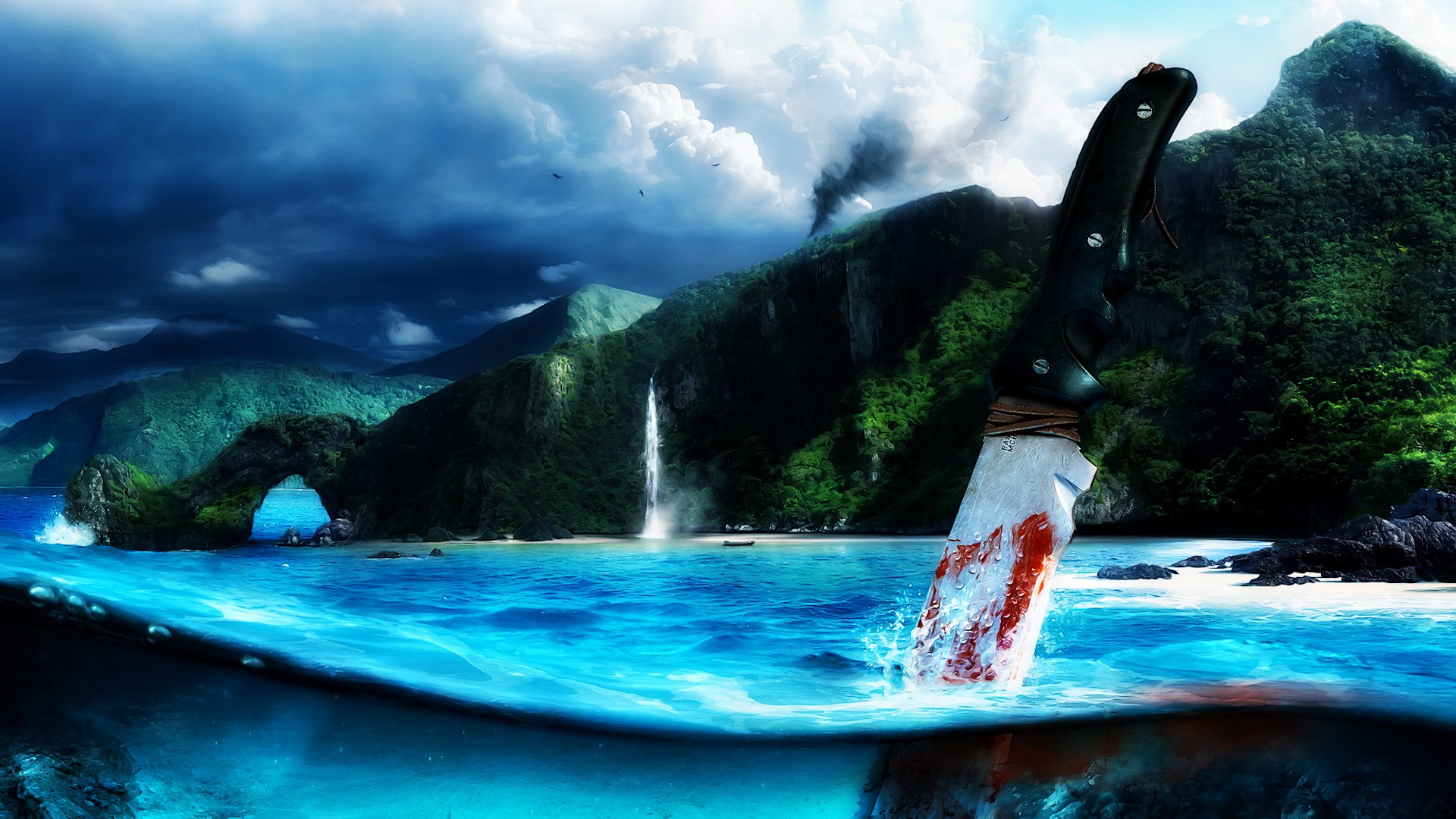 Wallpaper, sea, artwork, blood, surfing, Far Cry ocean, wind wave, extreme sport, water feature 1920x1080