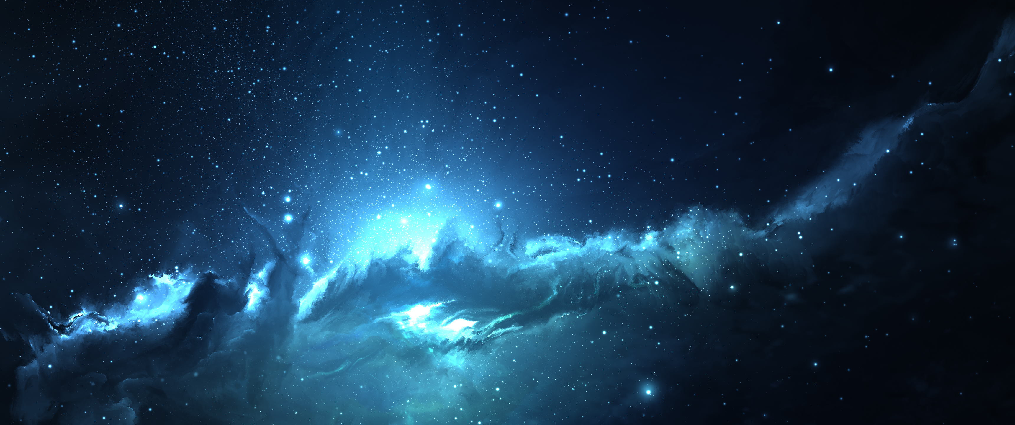 Wallpaper, galaxy, blue, nebula, ultrawide, atmosphere, universe, astronomy, screenshot, computer wallpaper, outer space, astronomical object 3440x1440
