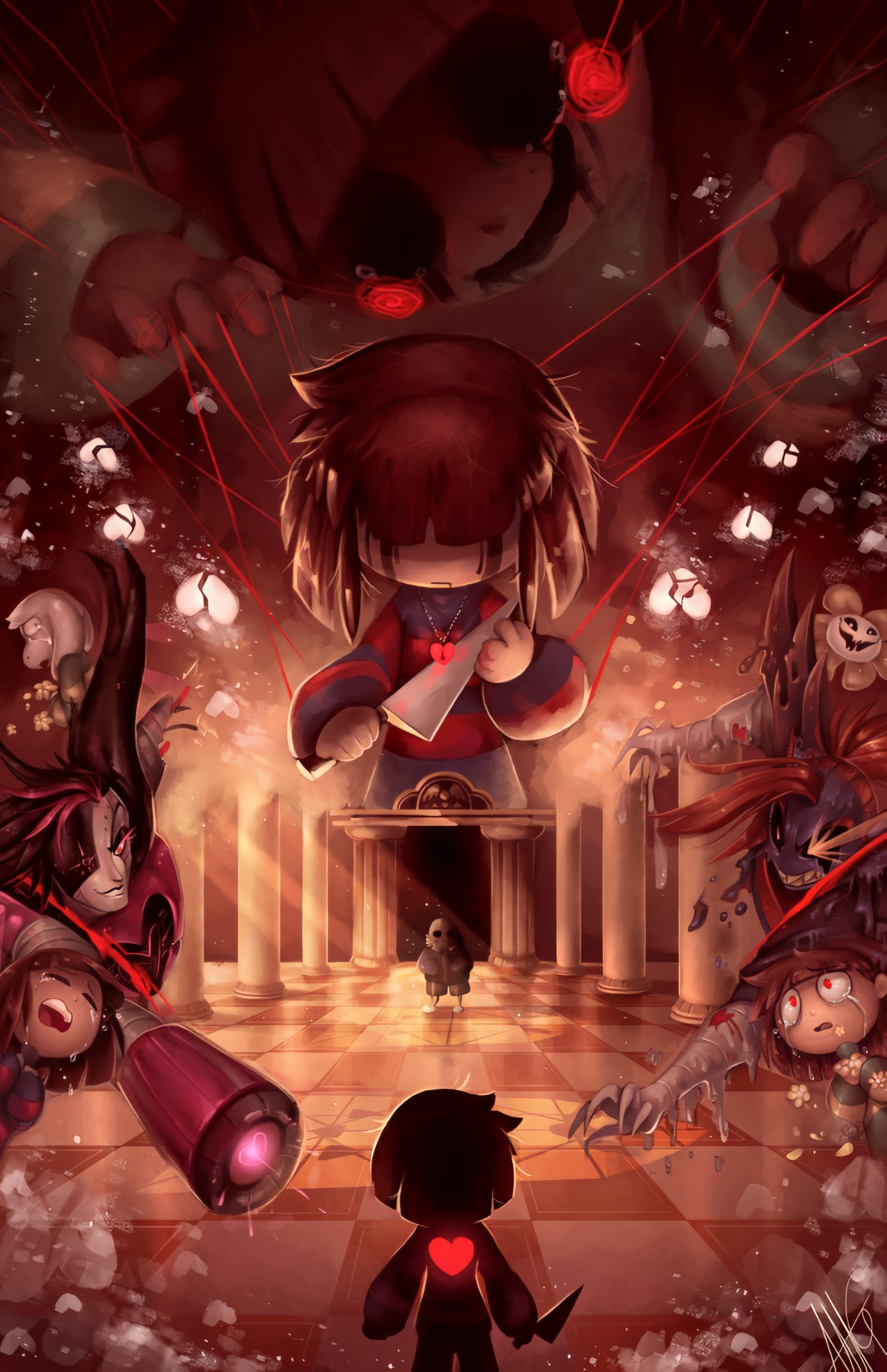 Wallpaper, Undertale, Frisk, Chara 1588x2454