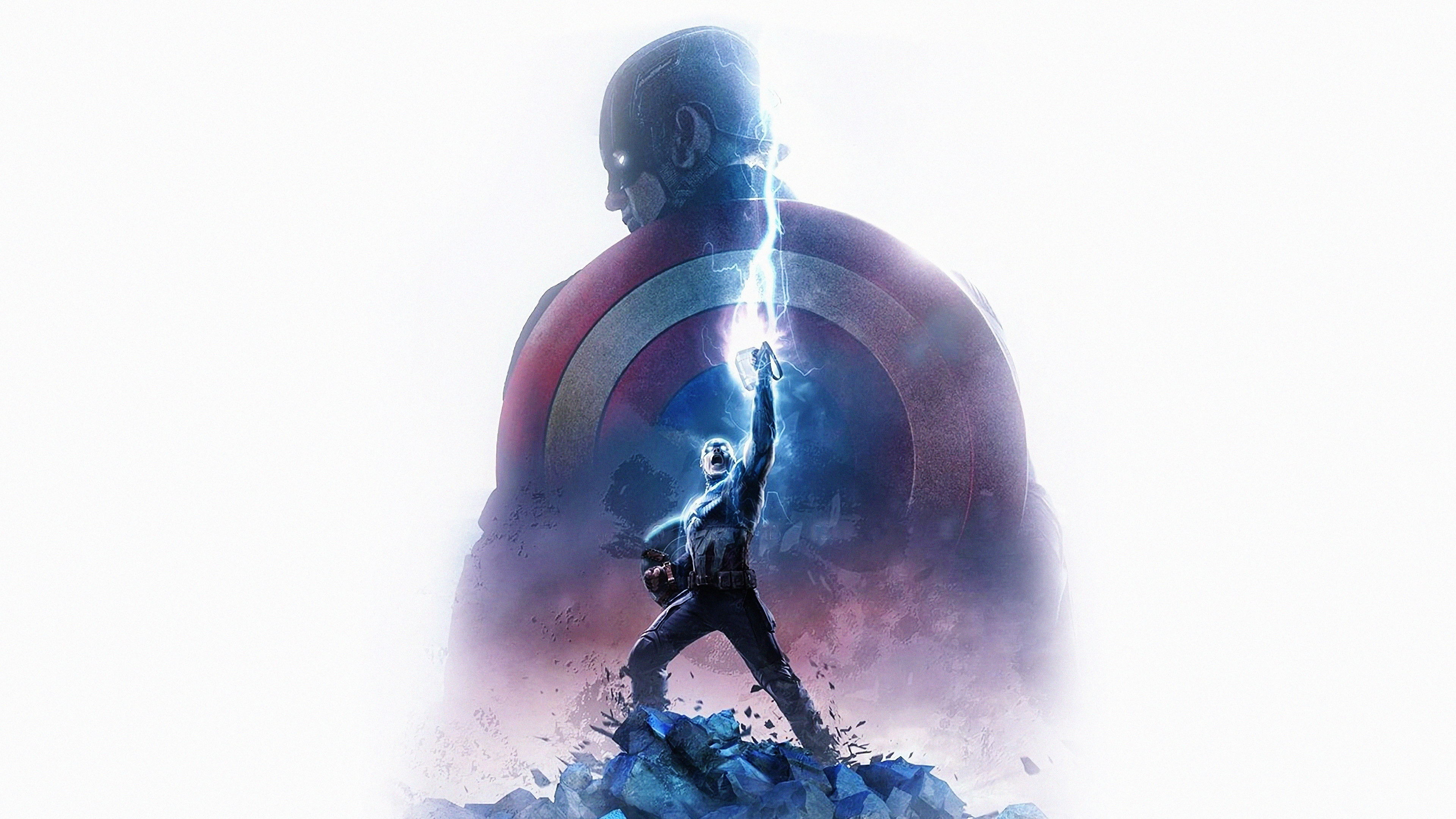 Endgame, Captain America, Thor Hammer, Lightning, 4k, America Endgame Wallpaper 4k HD Wallpaper