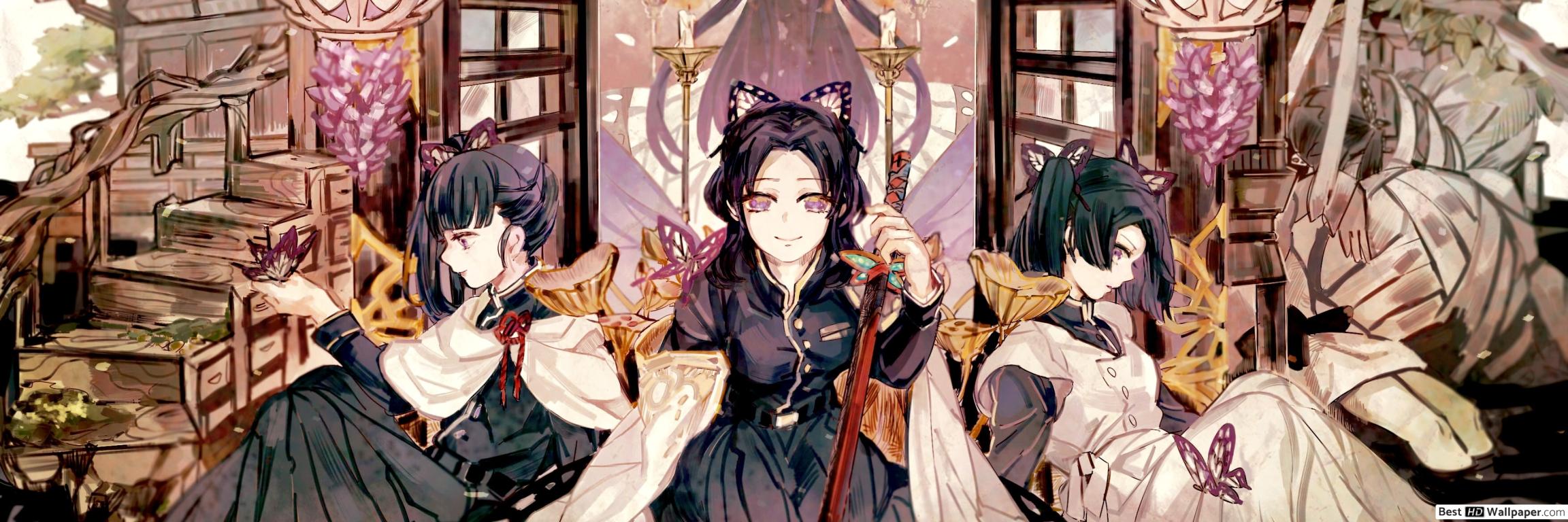 Demon Slayer, Kimetsu No Yaiba Kanzaki, Tsuyuri Kanao & Kochou Shinobu HD wallpaper download