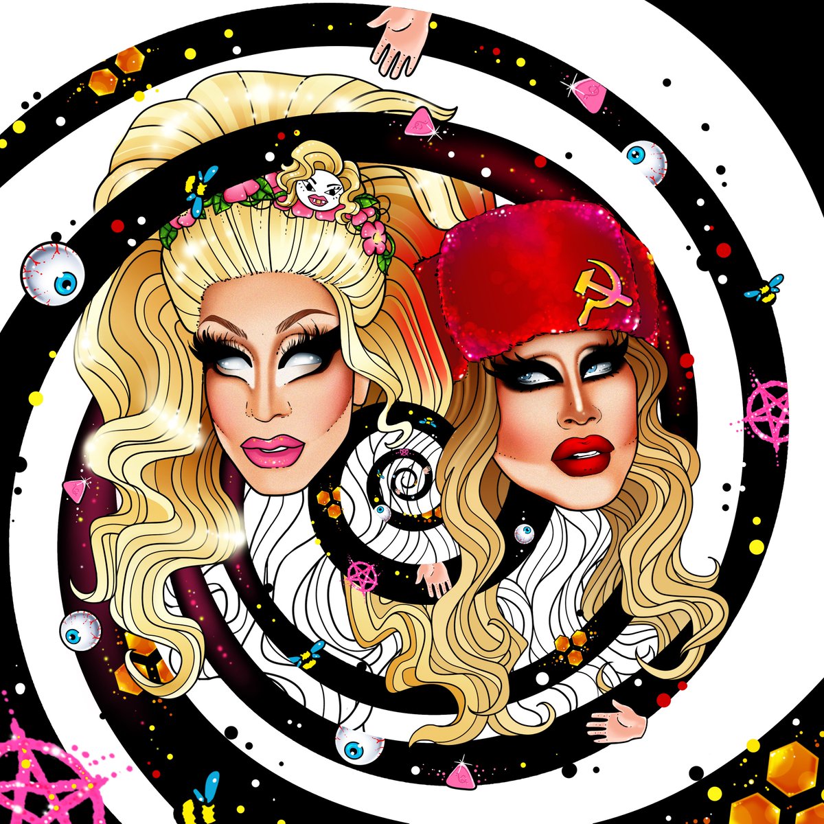 AlfredoV90? Katya as Trixie and Trixie as Katya #fanart #portrait #digitalart #katyazamo #trixiemattel #drag #dragqueen