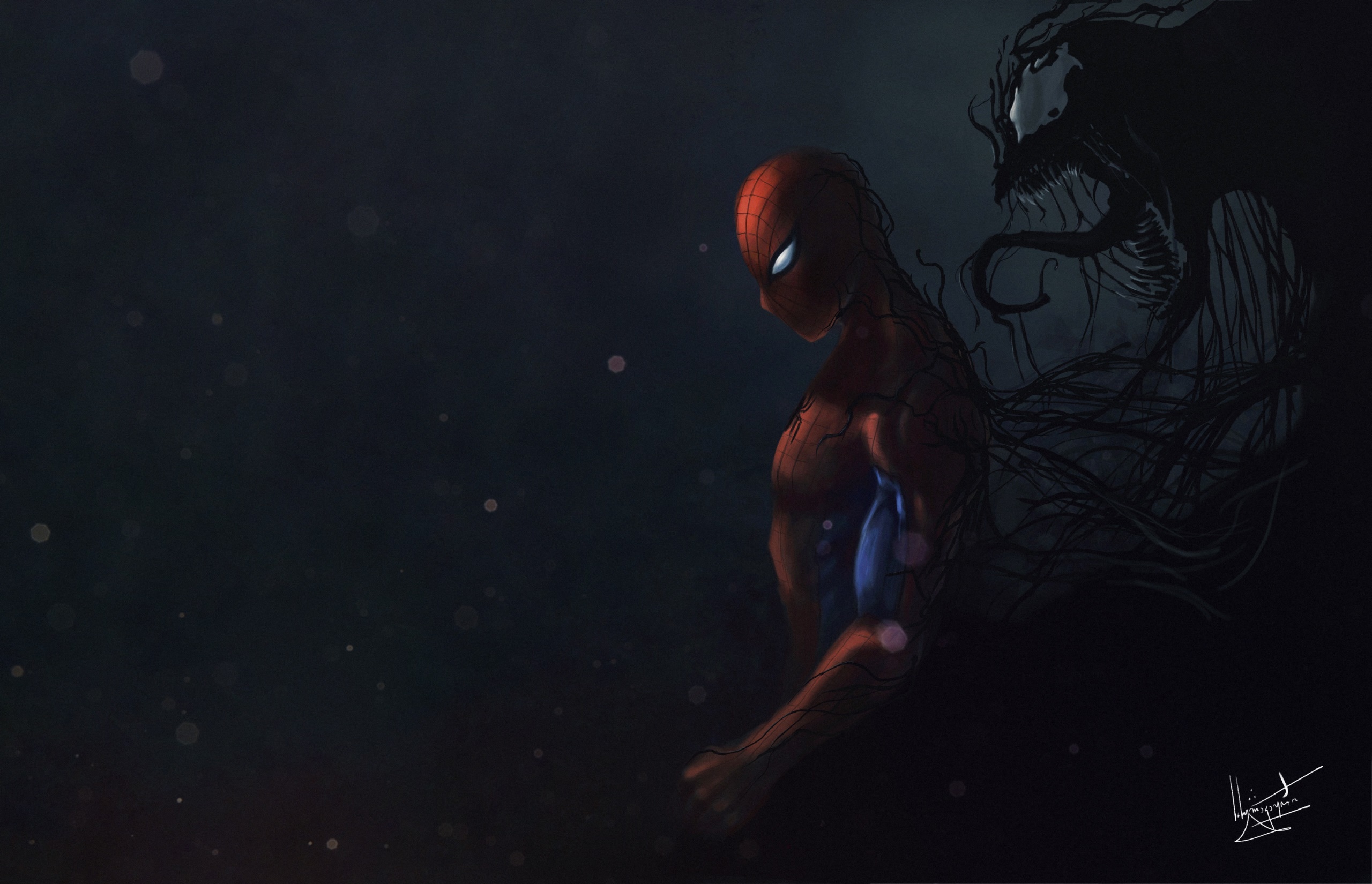 Wallpaper, Venom, dark, artwork, Spider Man 2560x1650